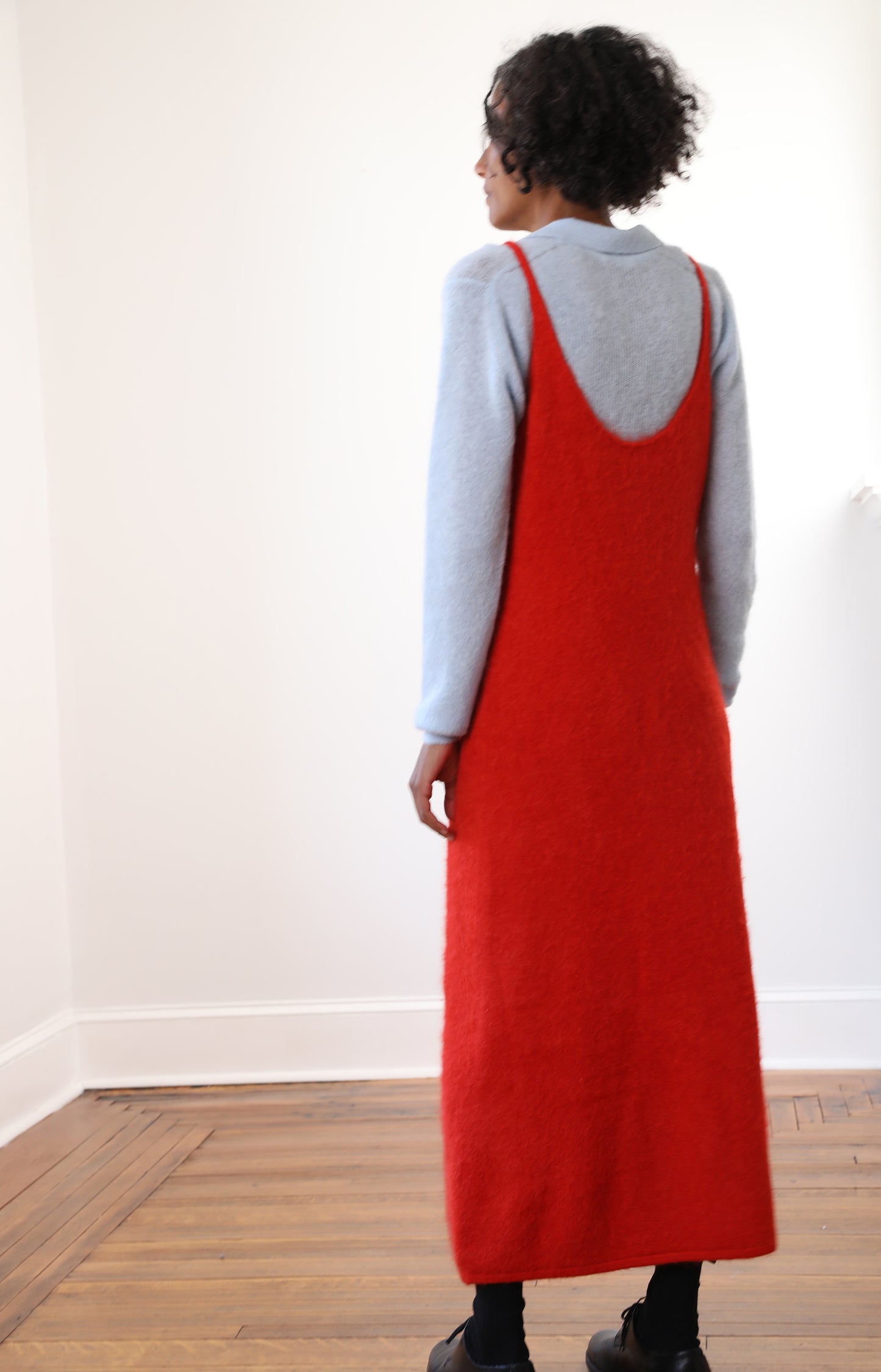 Garment-dyed Baby Alpaca Fur Knit Dress