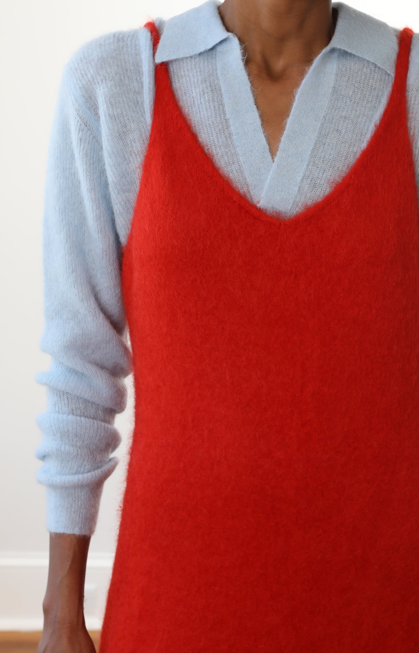 Garment-dyed Baby Alpaca Fur Knit Dress