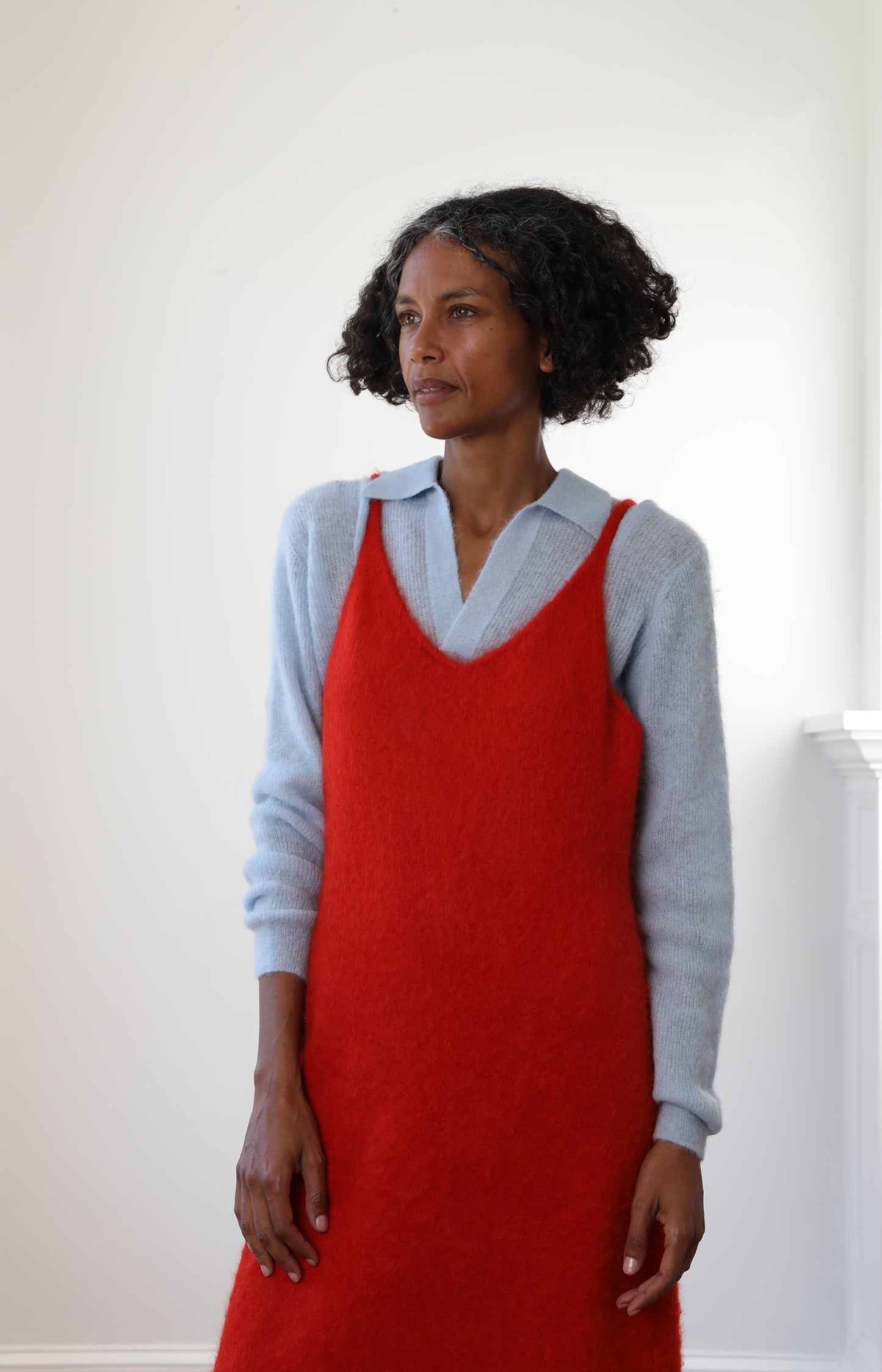 Baby Suri Alpaca Sheer Knit Skipper Polo