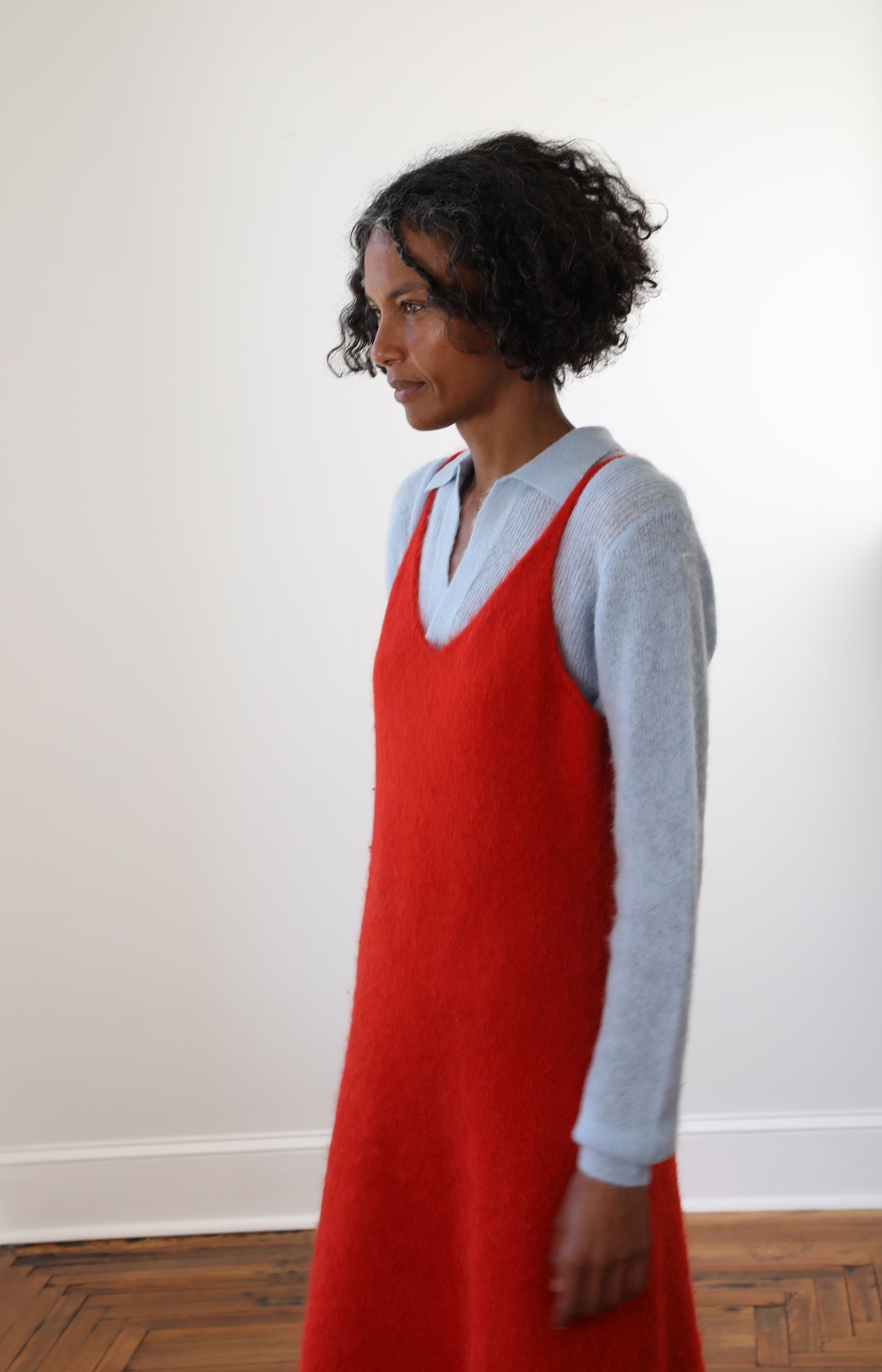 Garment-dyed Baby Alpaca Fur Knit Dress