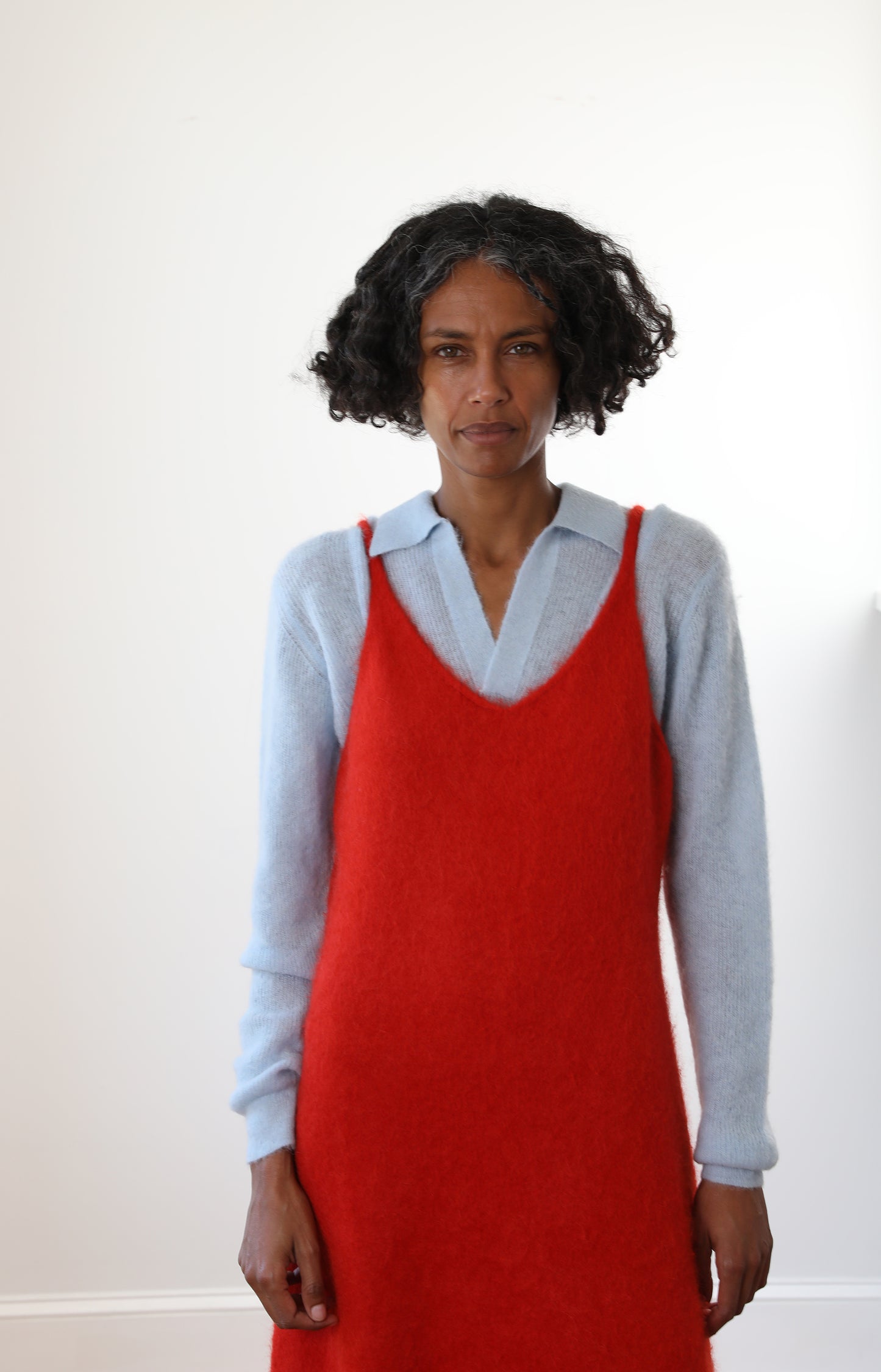 Garment-dyed Baby Alpaca Fur Knit Dress