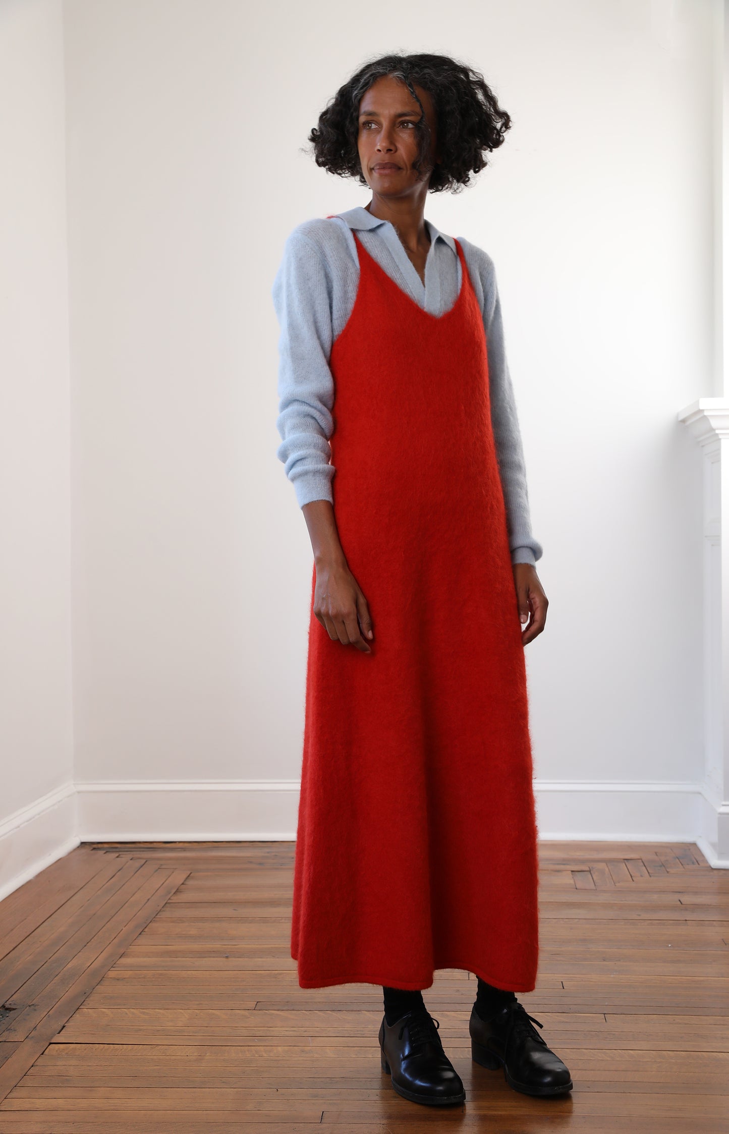 Garment-dyed Baby Alpaca Fur Knit Dress