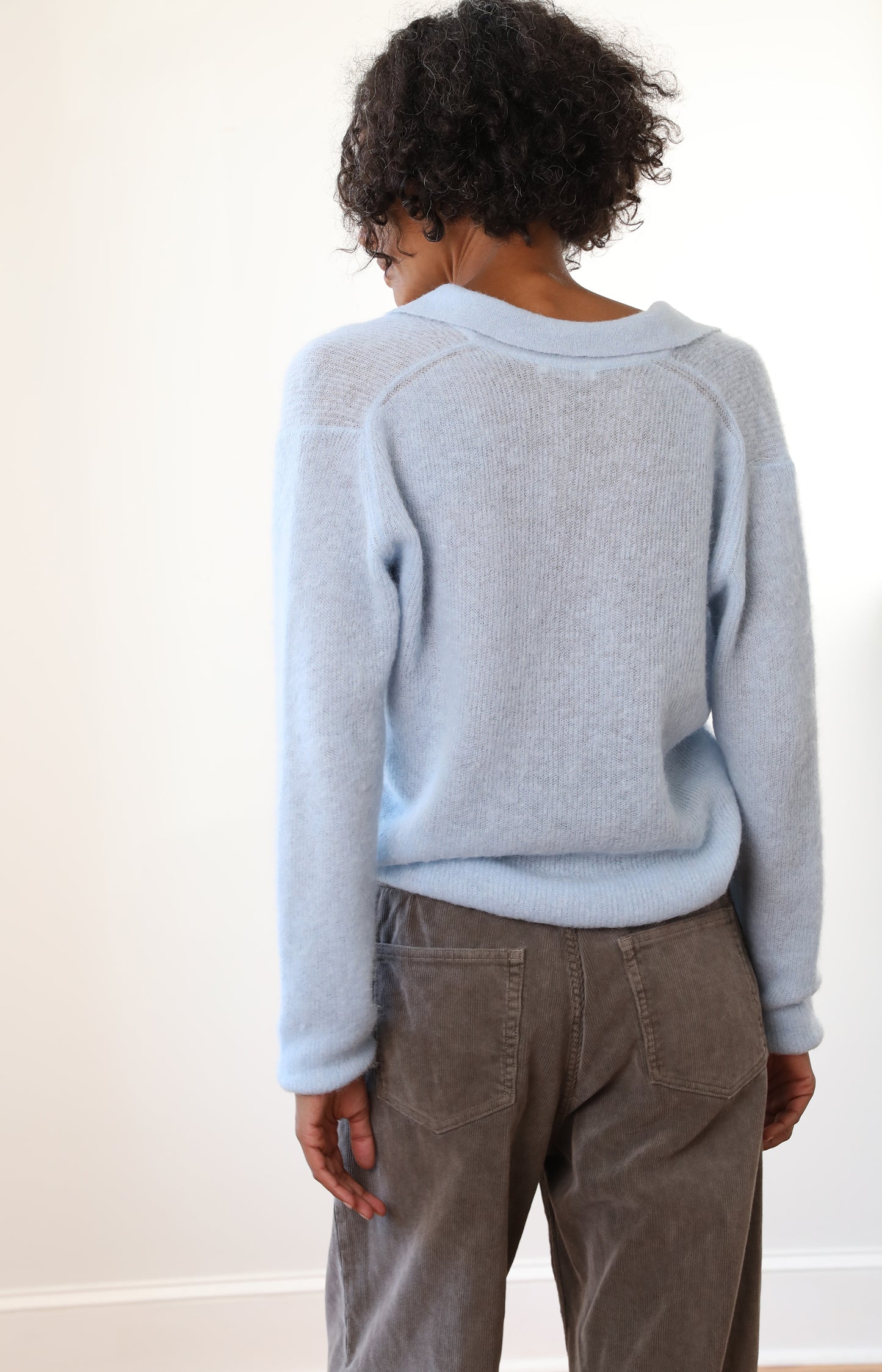Baby Suri Alpaca Sheer Knit Skipper Polo