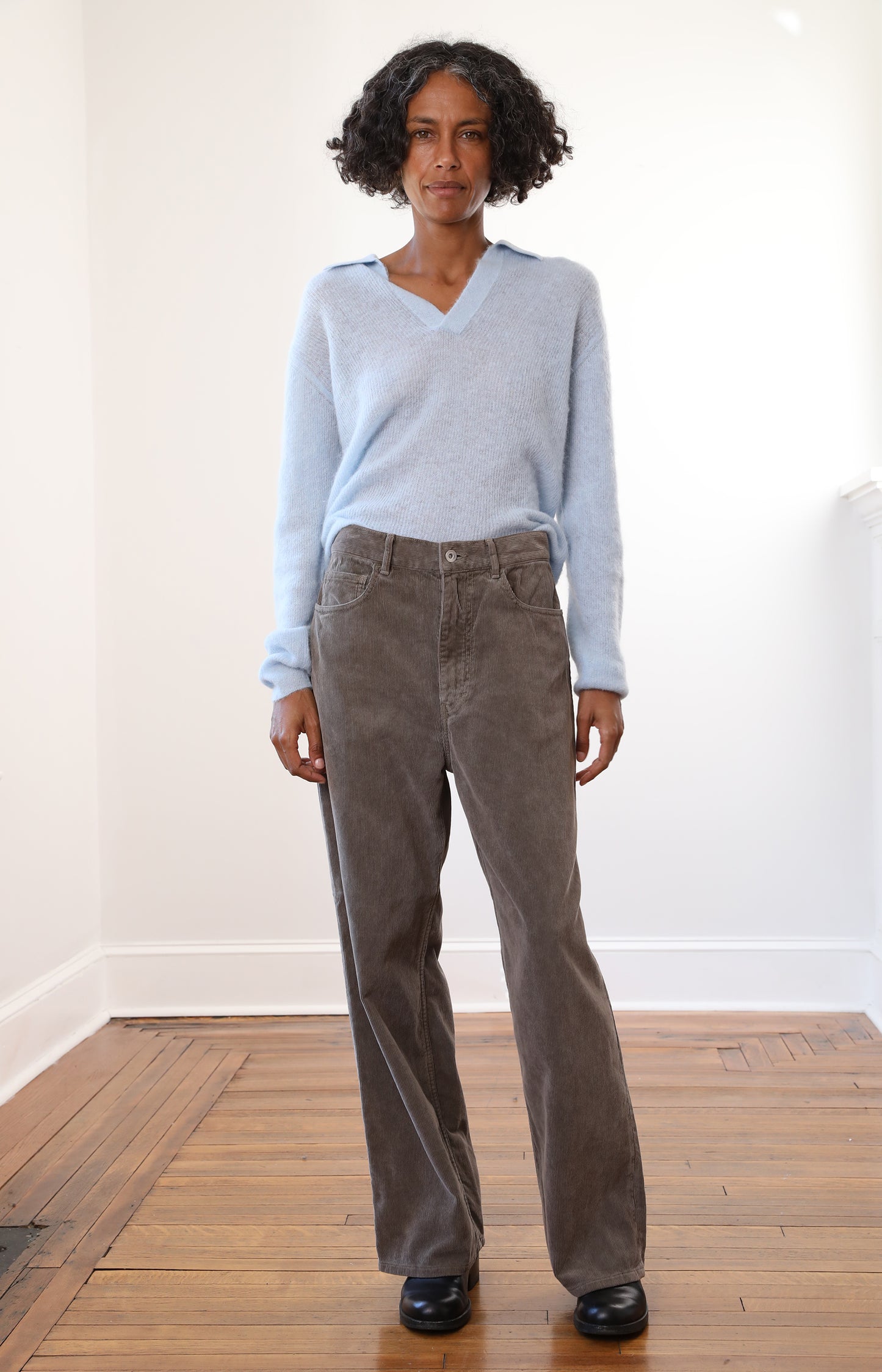 Baby Suri Alpaca Sheer Knit Skipper Polo