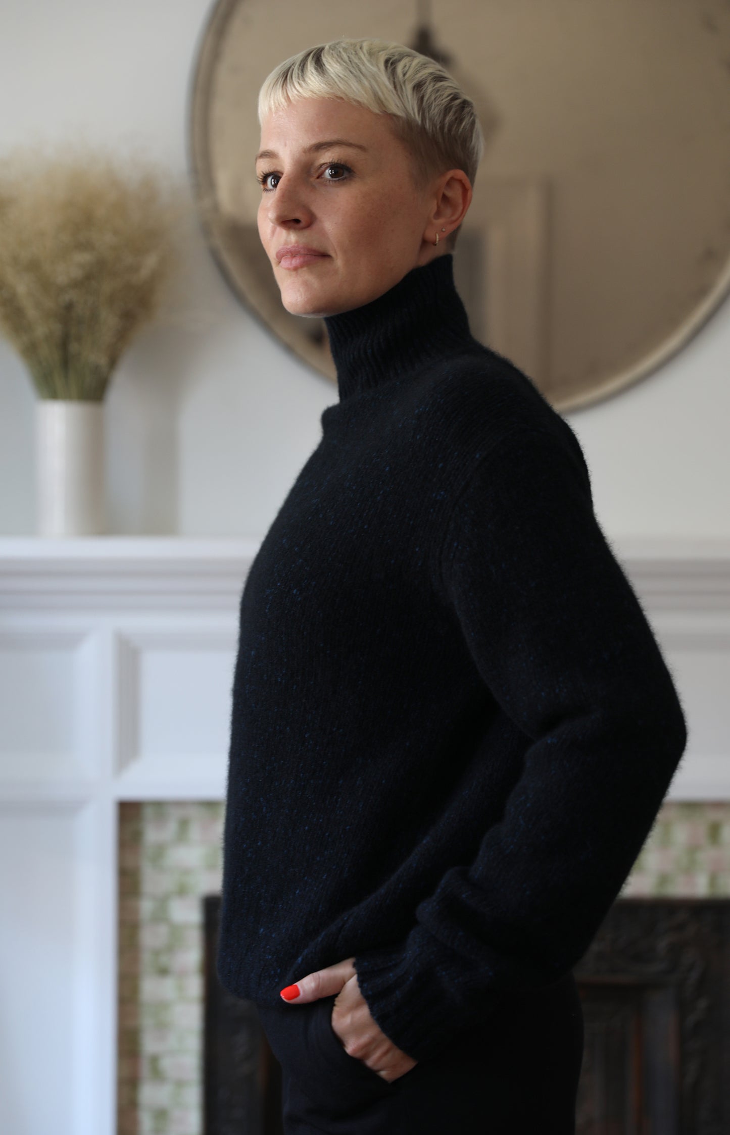 Cashmere Melange Knit Turtleneck