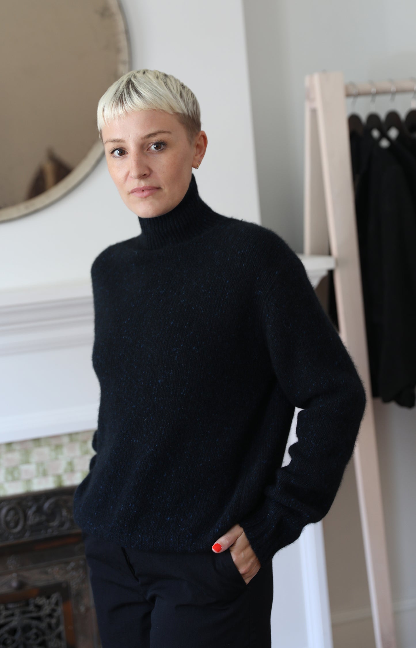 Cashmere Melange Knit Turtleneck
