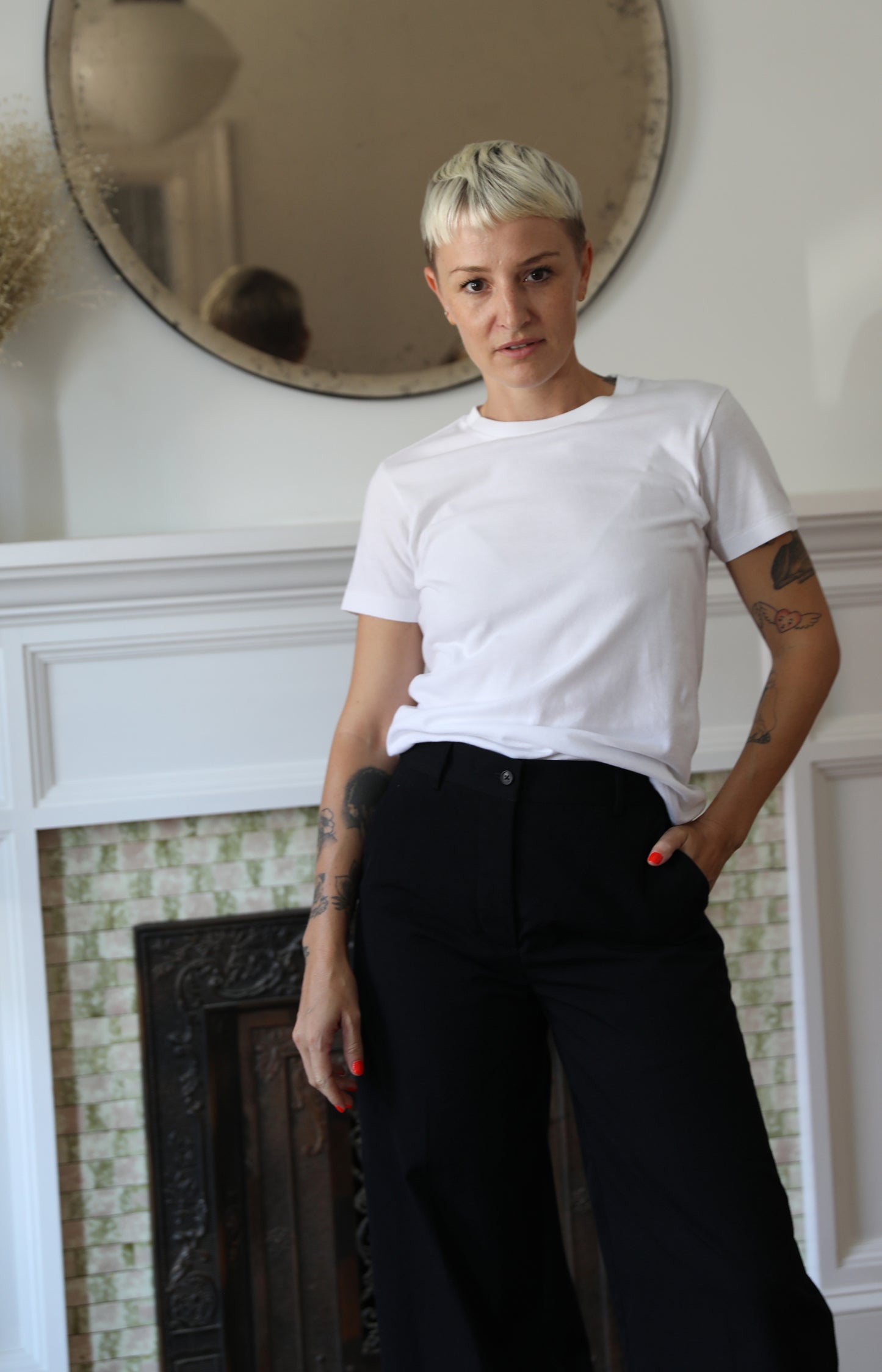 White Seamless Crew Neck Tee