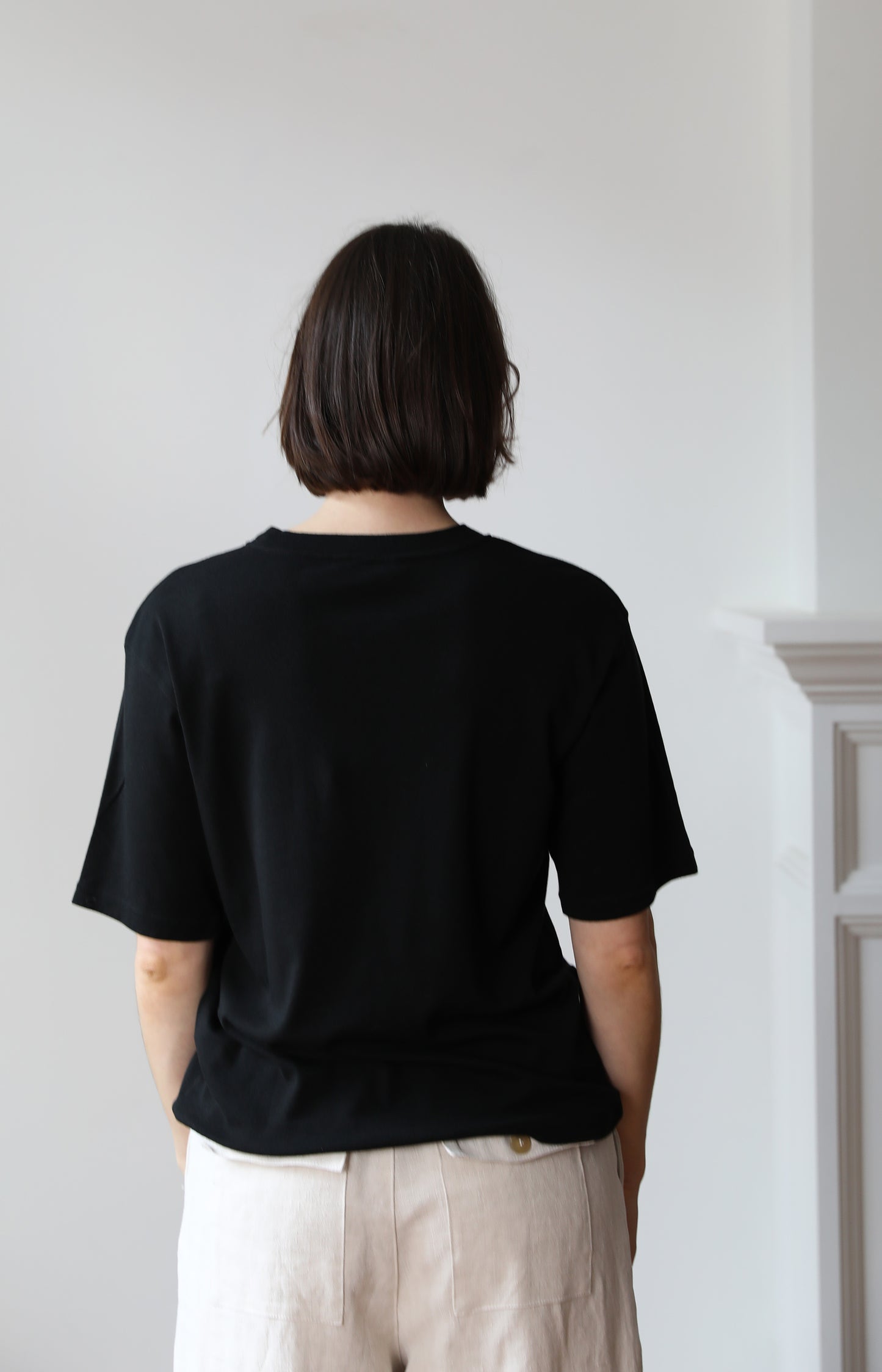 Black Cotton Silk Relaxed Tee