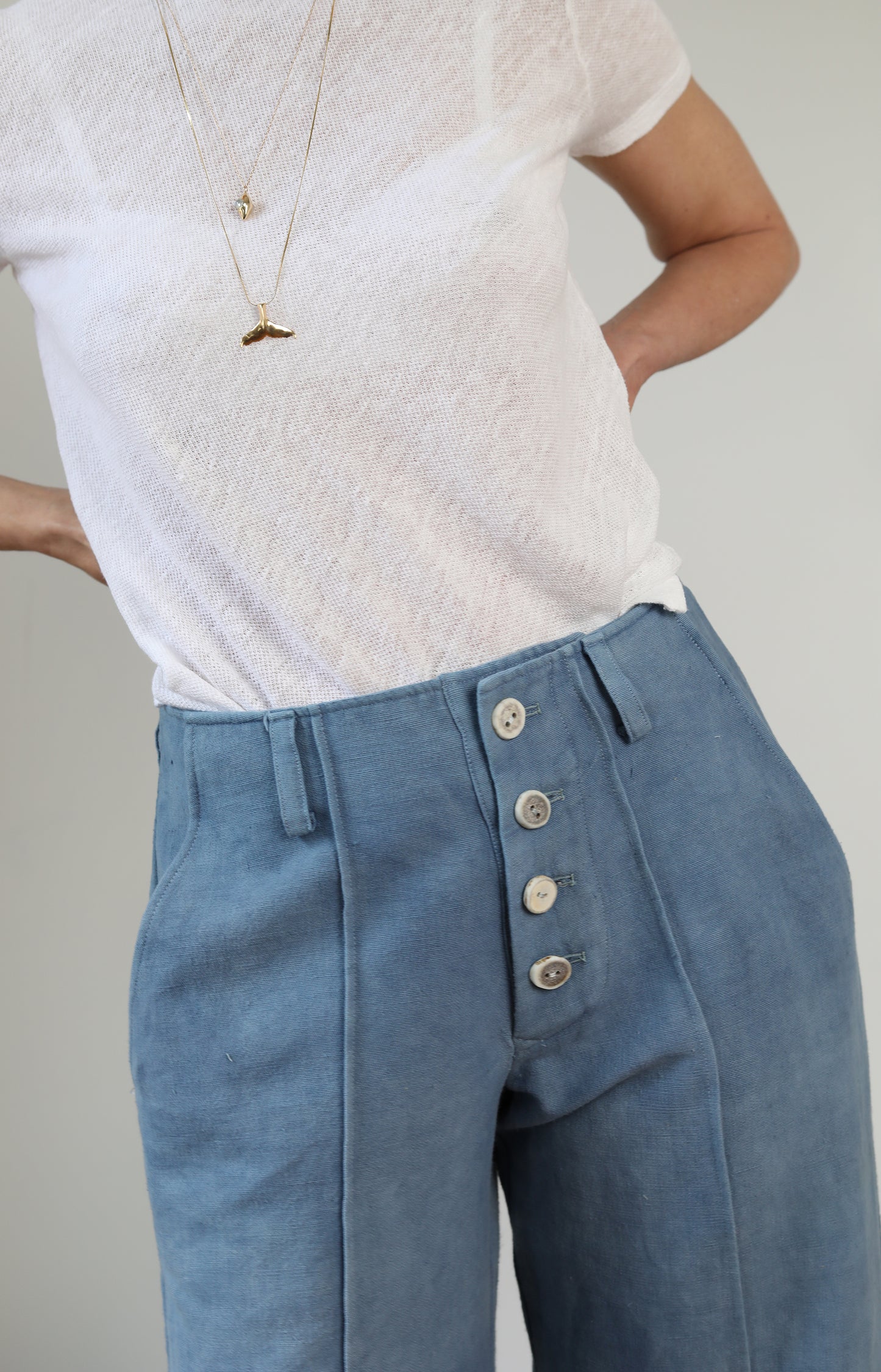 Hand Loomed Cotton Indigo Captains Trousers