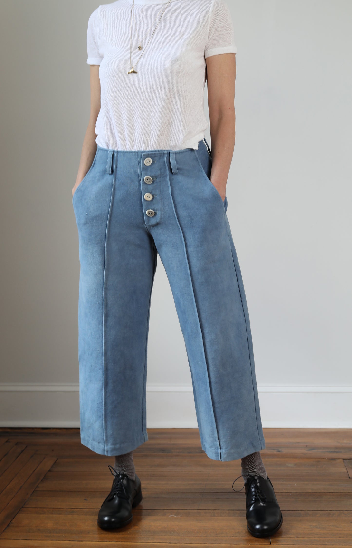 Hand Loomed Cotton Indigo Captains Trousers