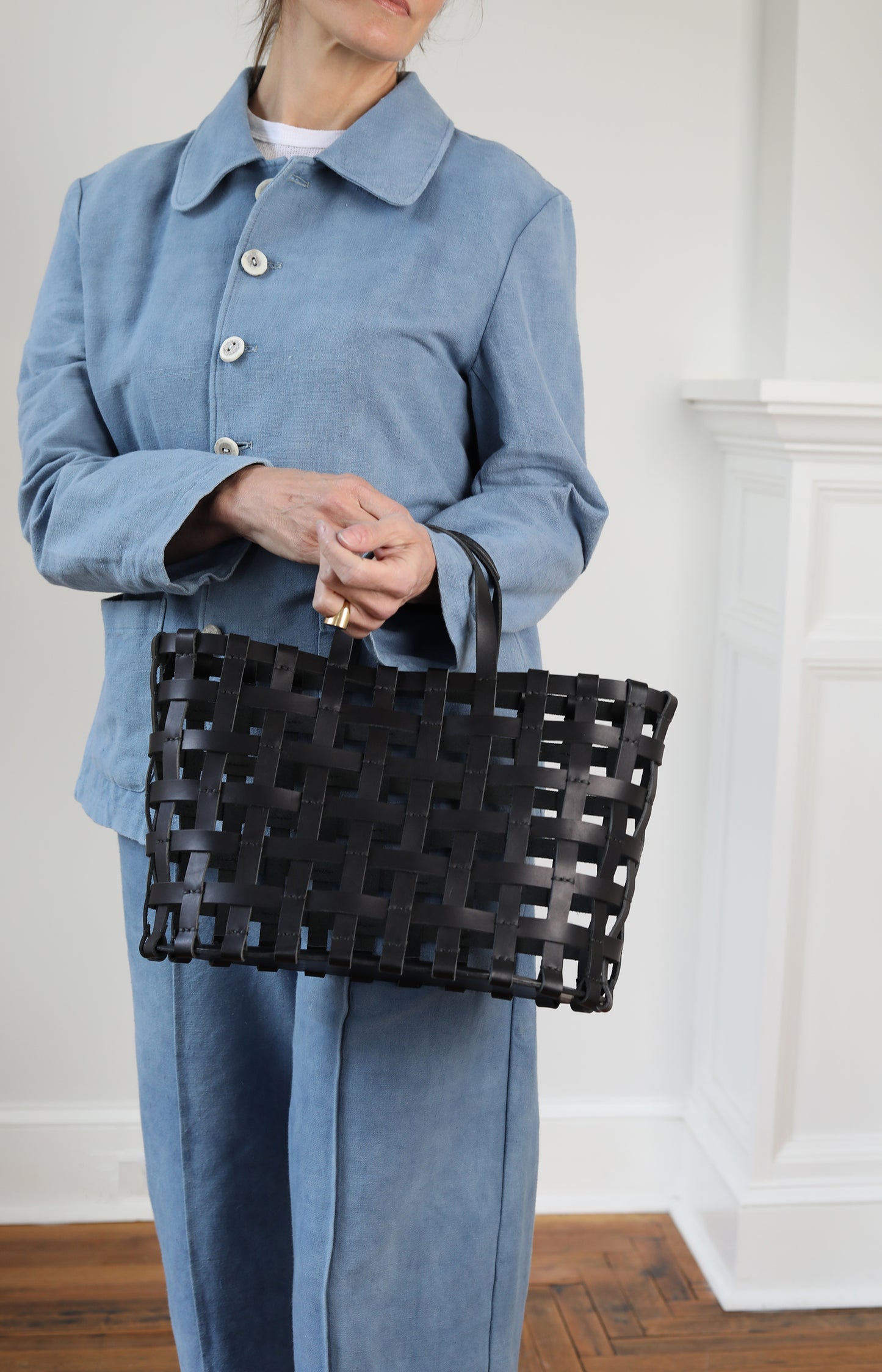 Large Black Basket Bag