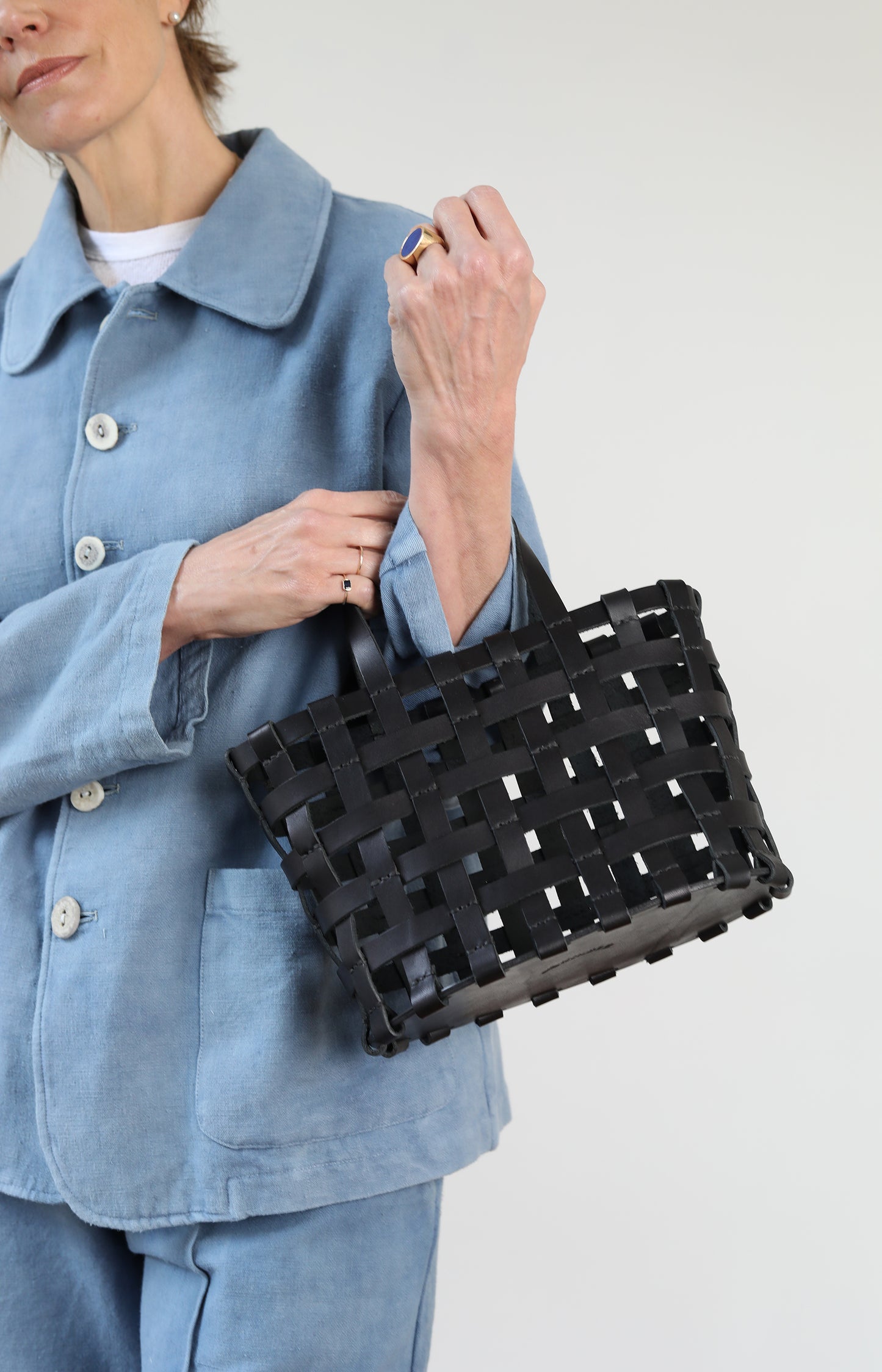 Medium Black Basket Bag