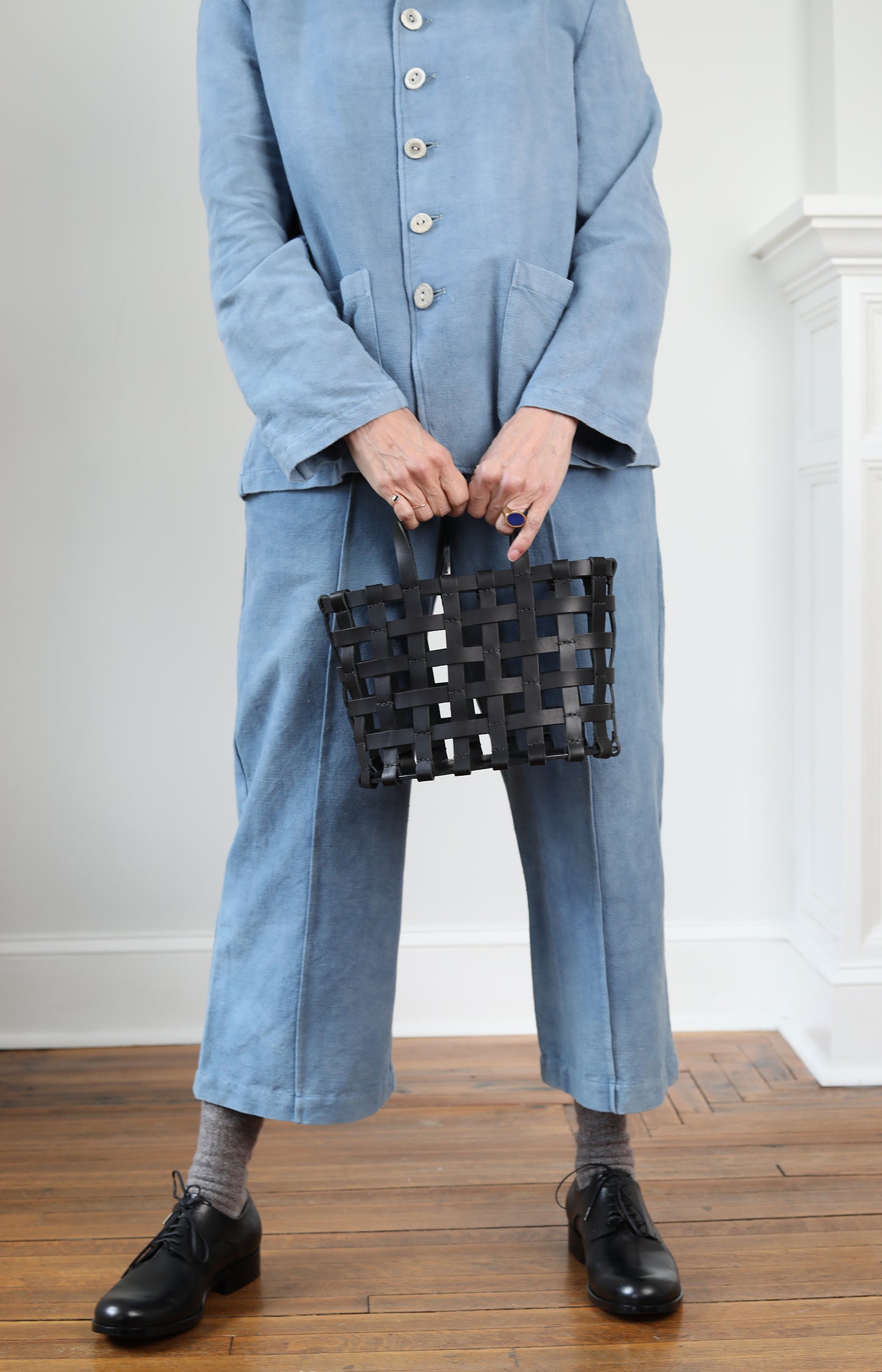 Medium Black Basket Bag