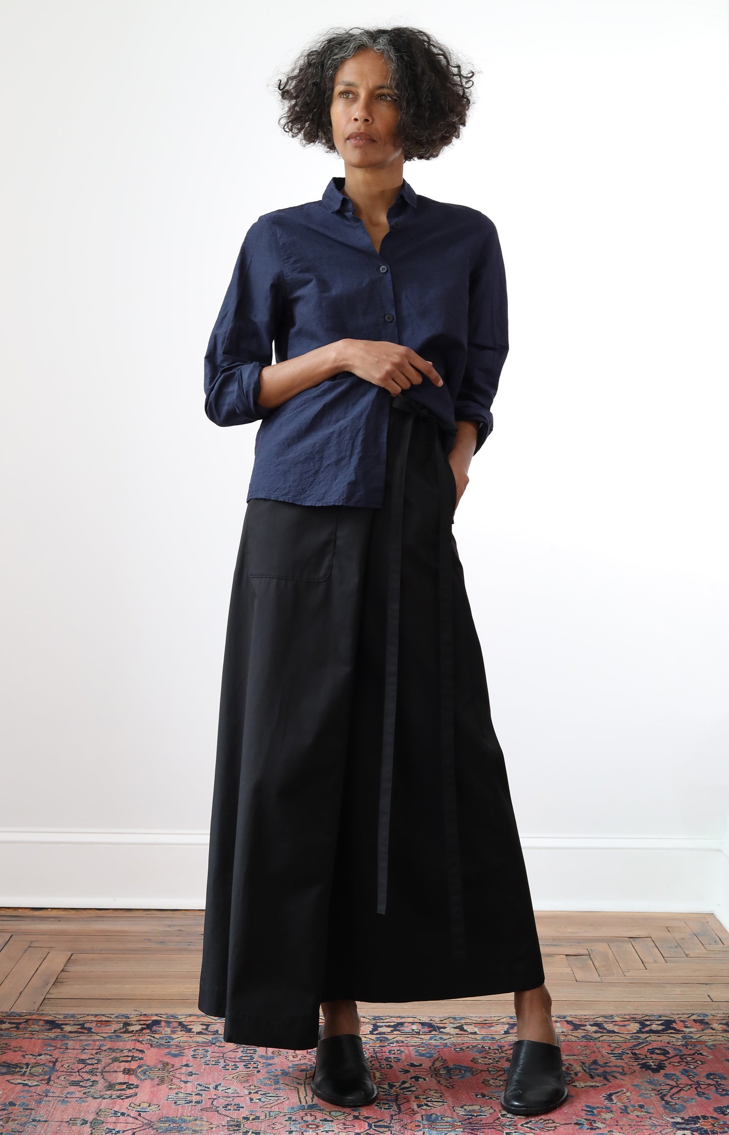 Black Draping Wrap Skirt