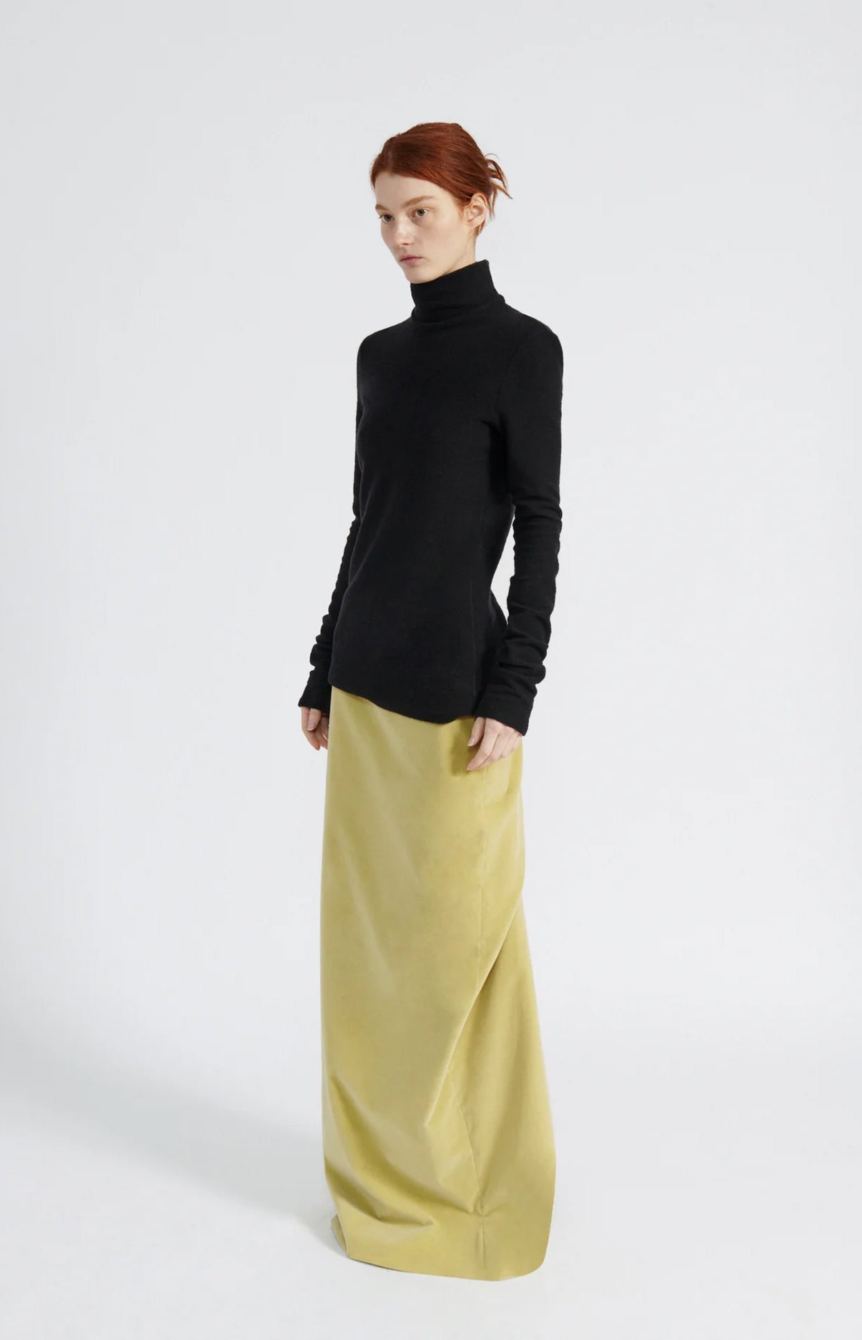 Celery High Slit Draped Skirt