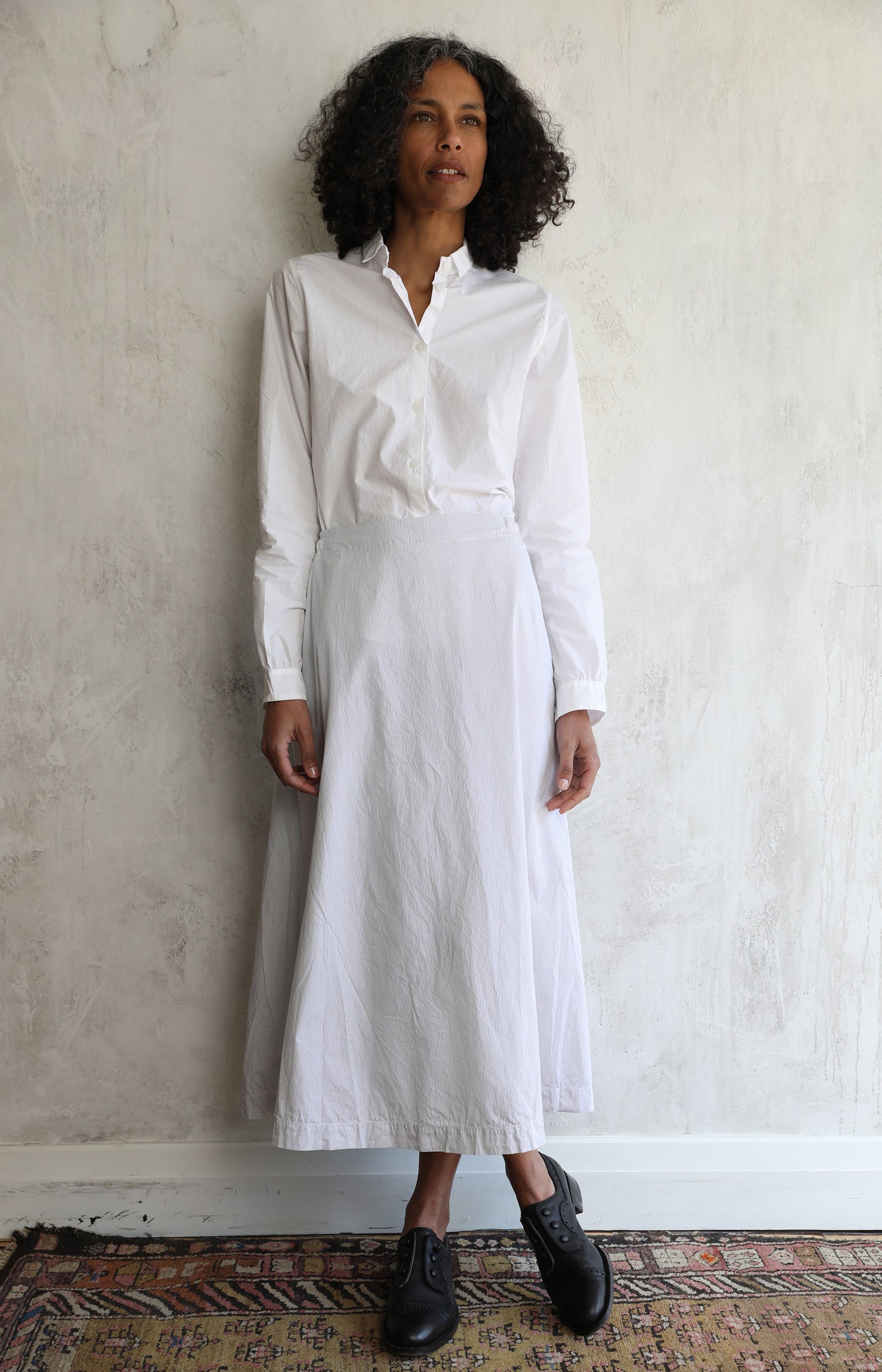 Ministripe Cotton Jeany Skirt