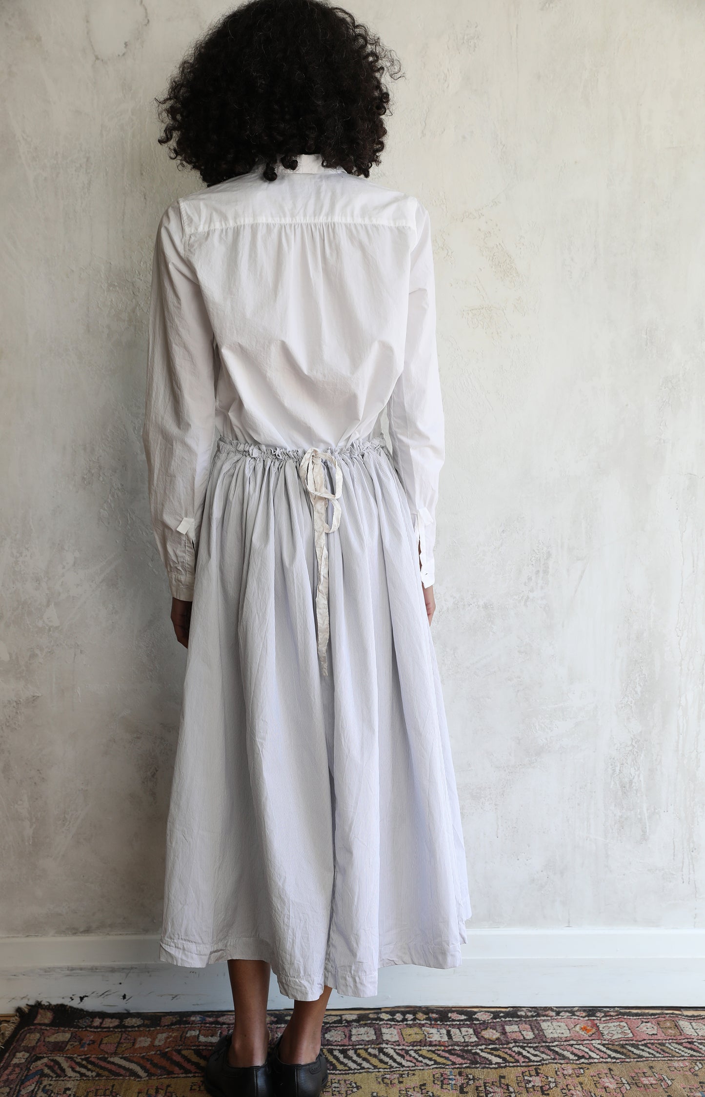 Ministripe Cotton Jeany Skirt