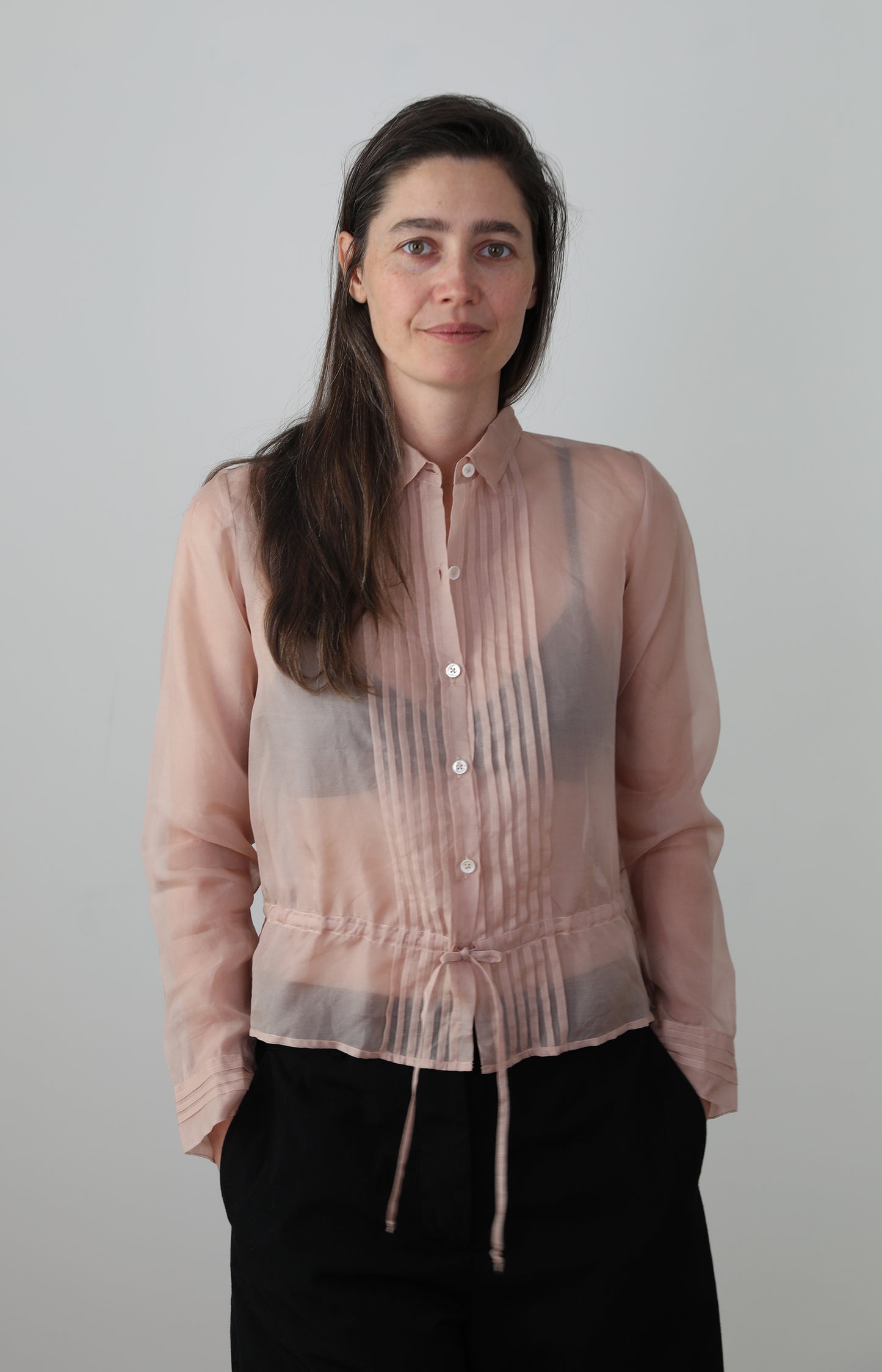 Rose Pink Silk Organdy Shirt