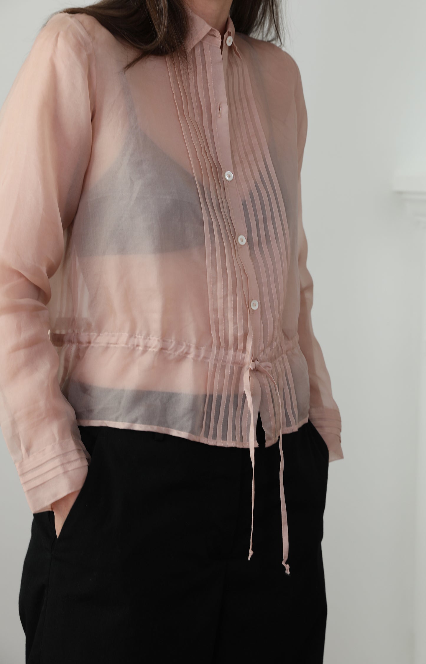 Rose Pink Silk Organdy Shirt