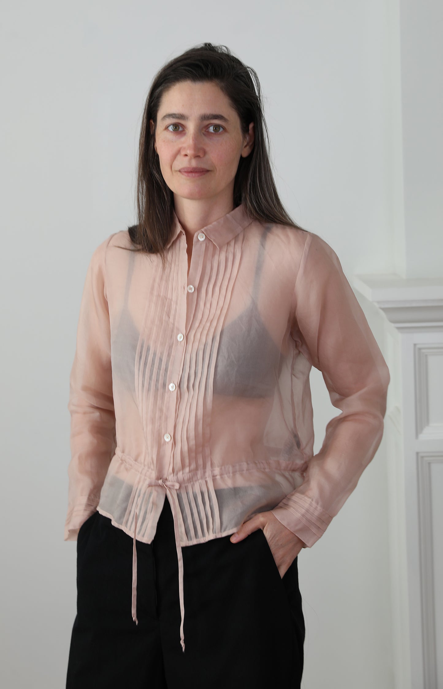 Rose Pink Silk Organdy Shirt