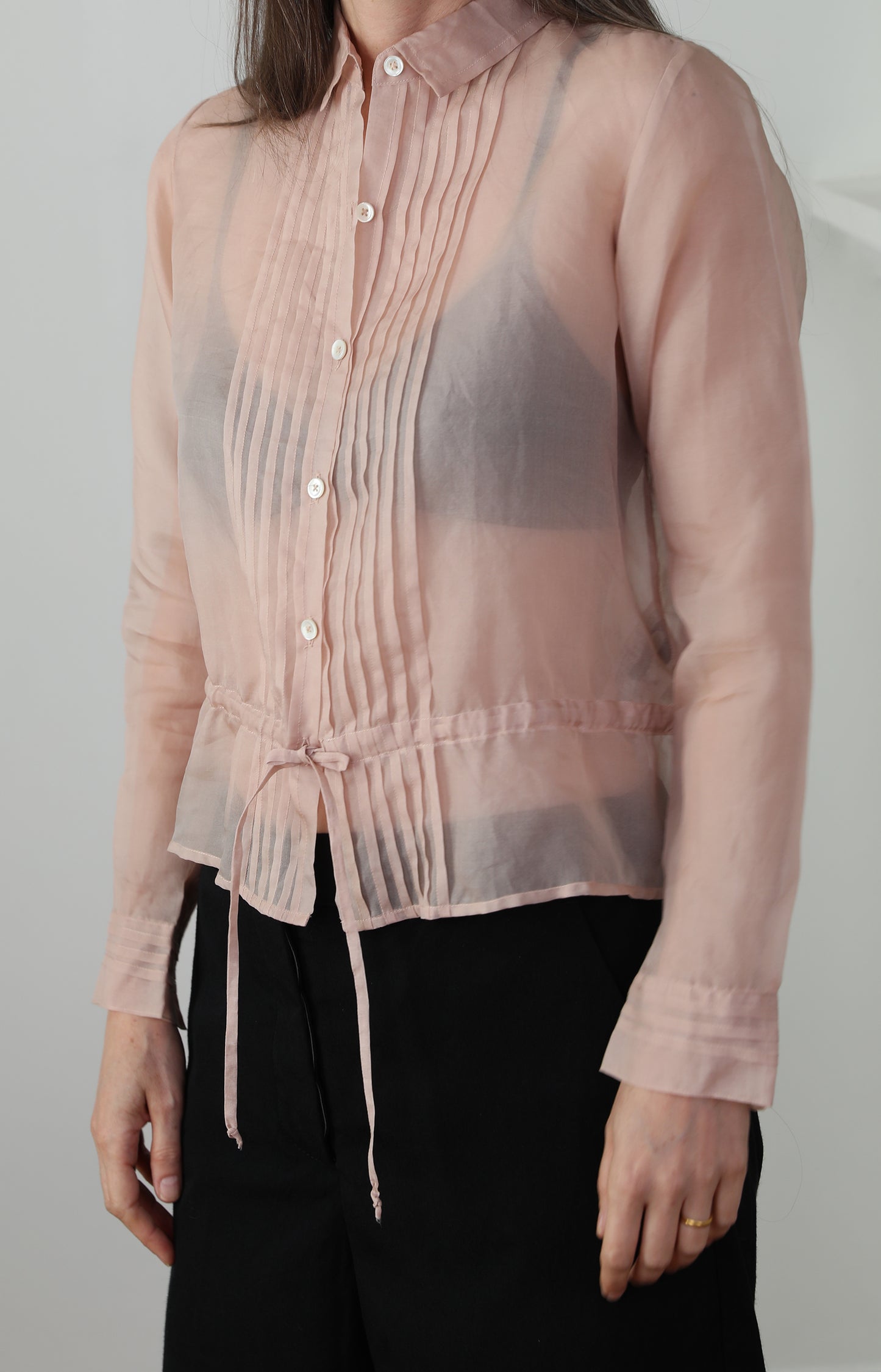 Rose Pink Silk Organdy Shirt