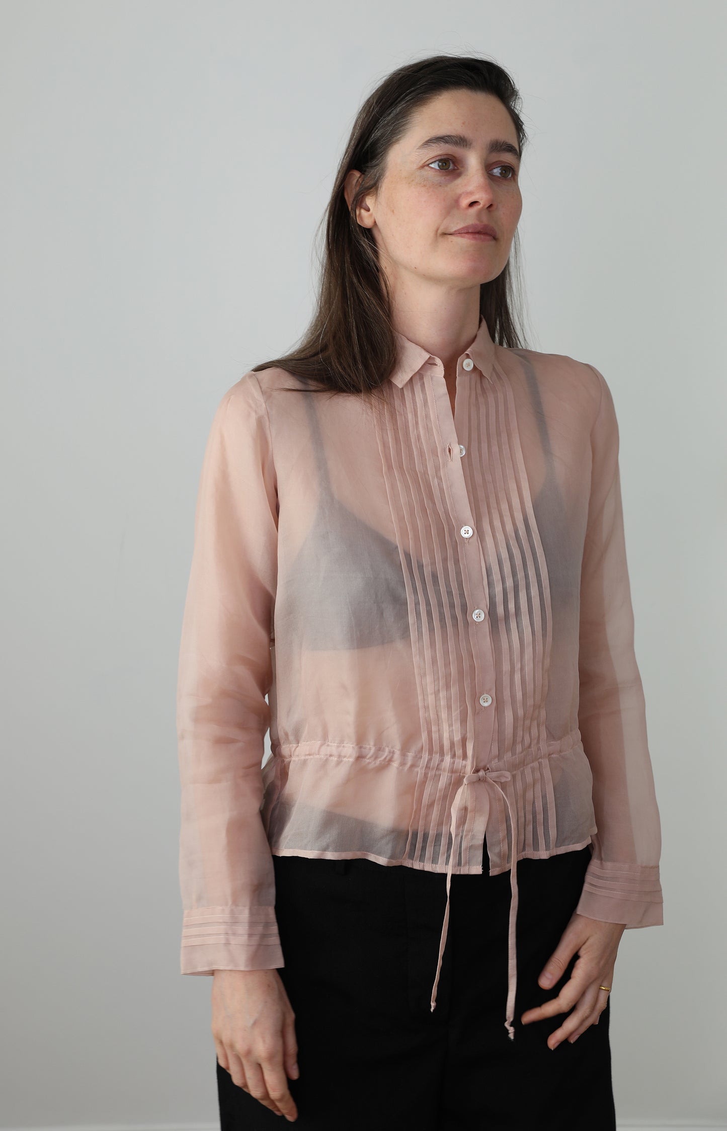 Rose Pink Silk Organdy Shirt