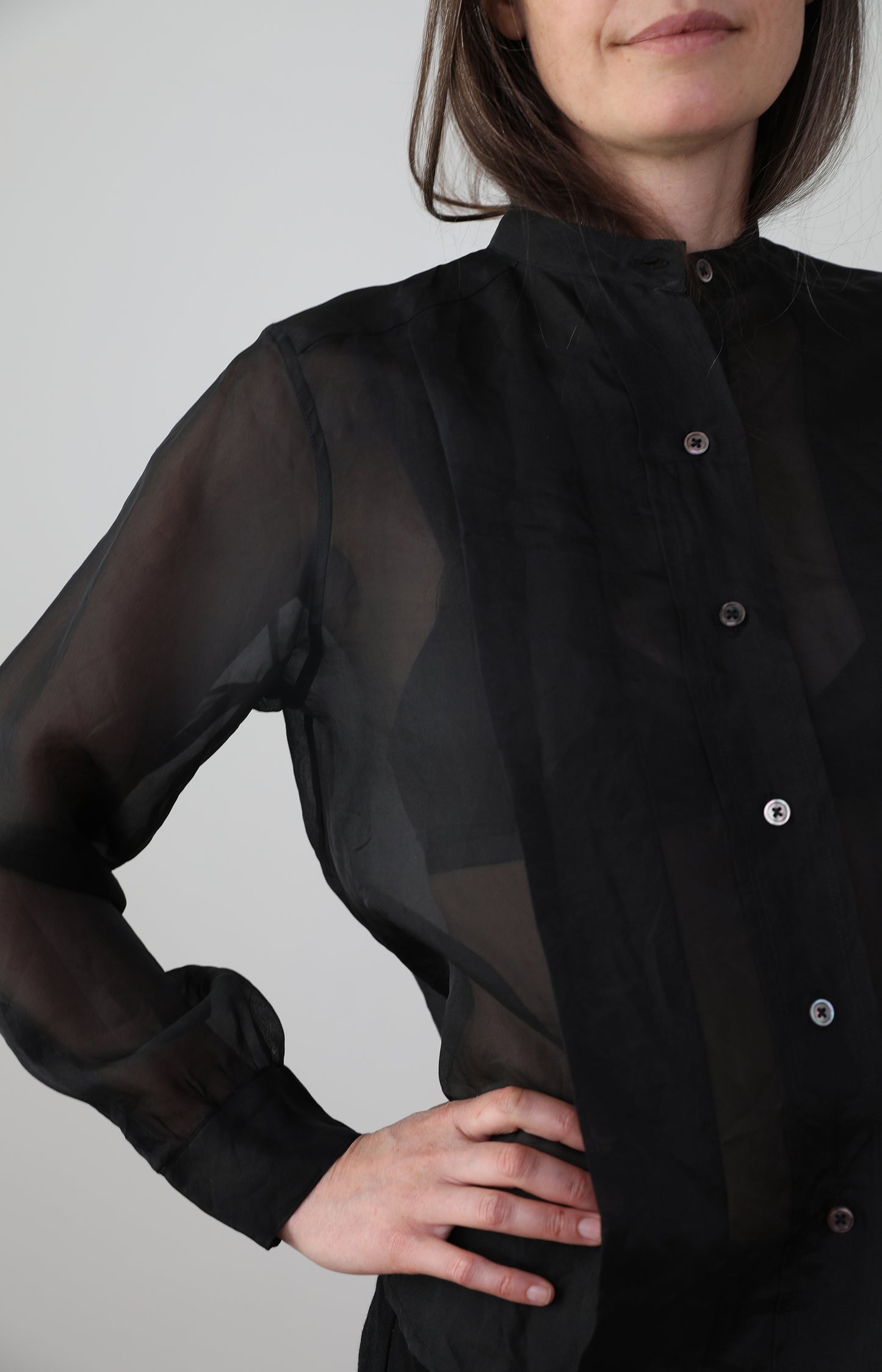 Black Silk Organdy Shirt