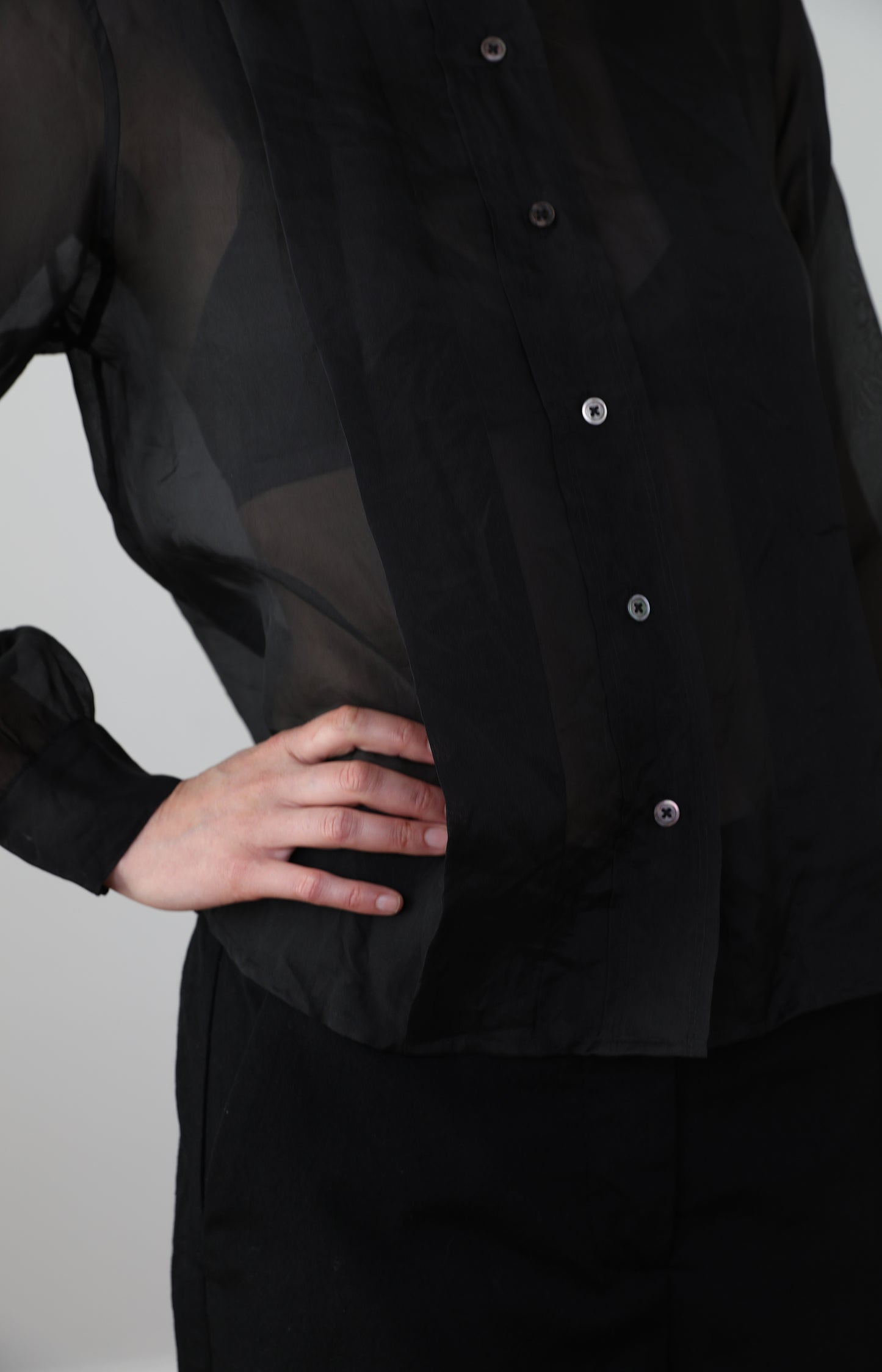 Black Silk Organdy Shirt