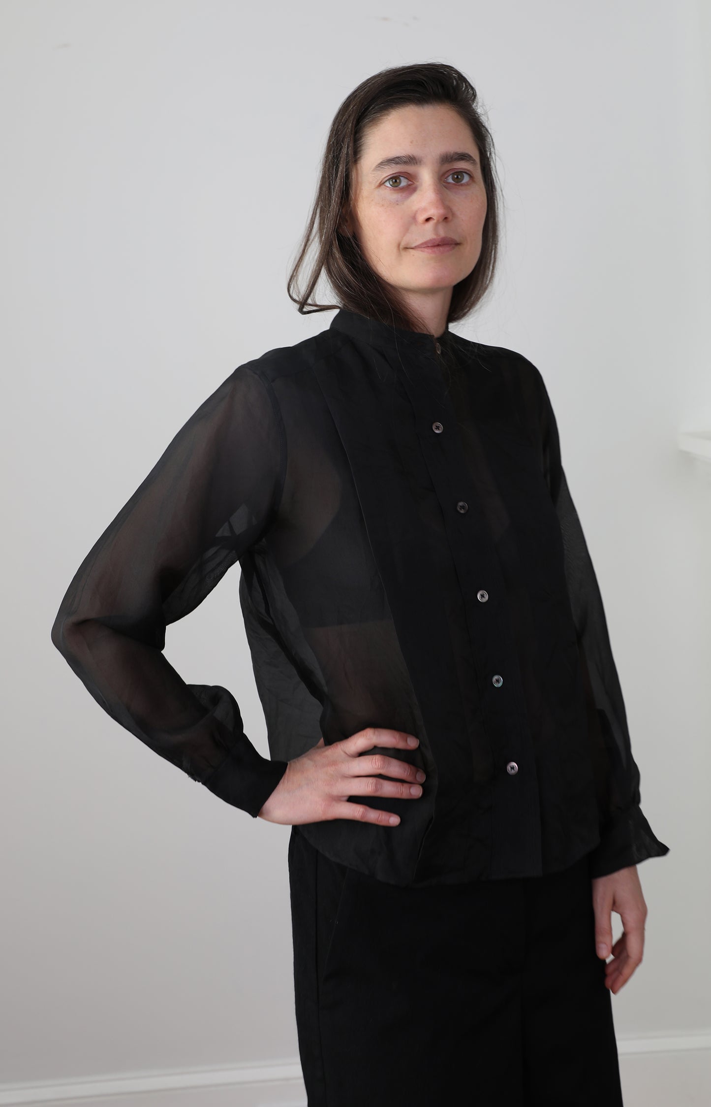 Black Silk Organdy Shirt