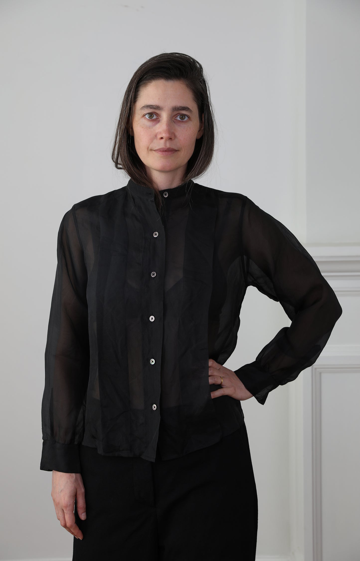 Black Silk Organdy Shirt