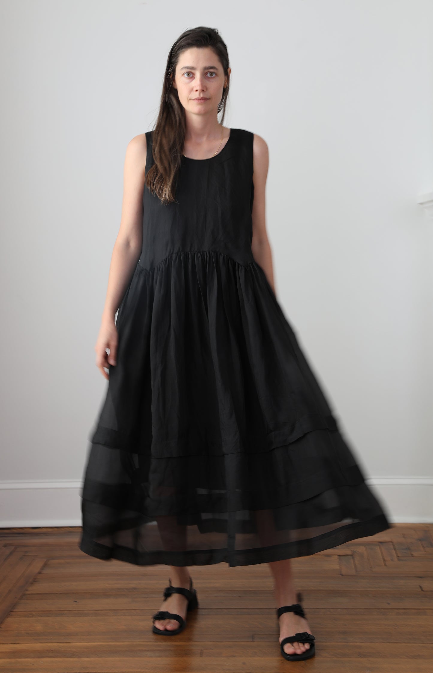 Black Silk Organdy Dress