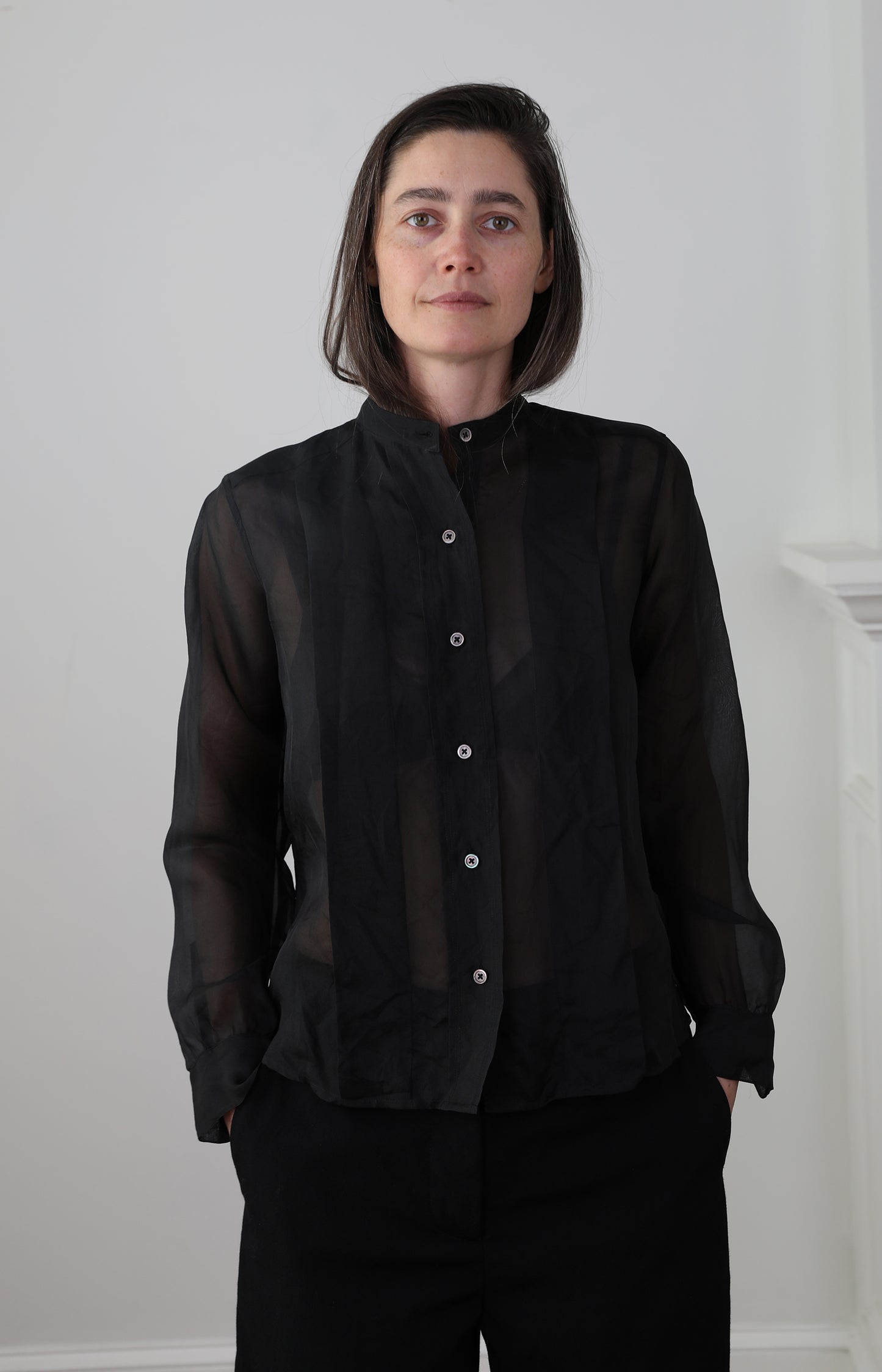 Black Silk Organdy Shirt