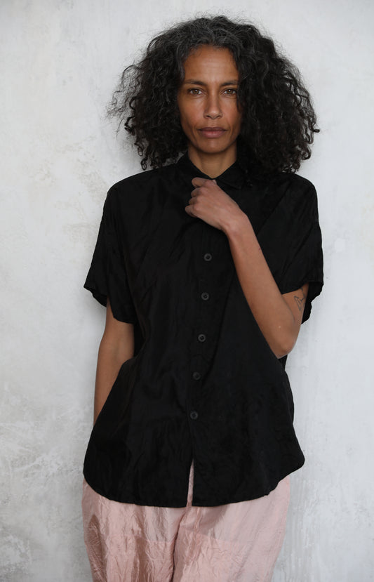 Black Vintage Silk Shirt
