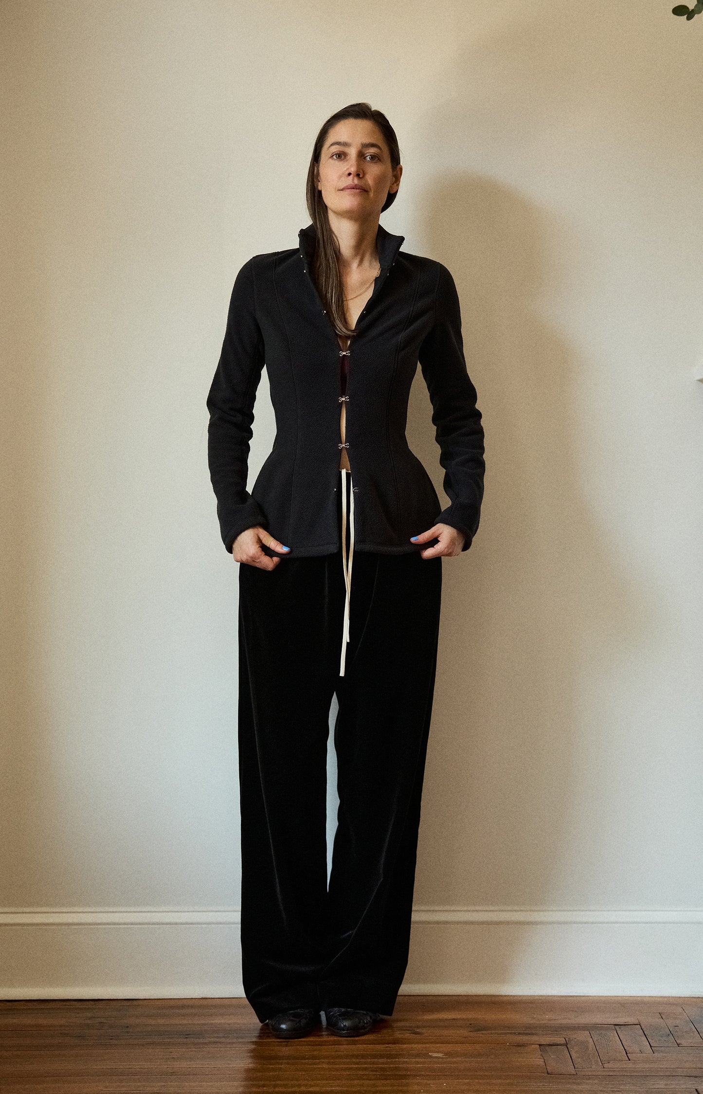 Black Velvet Drawstring Pant