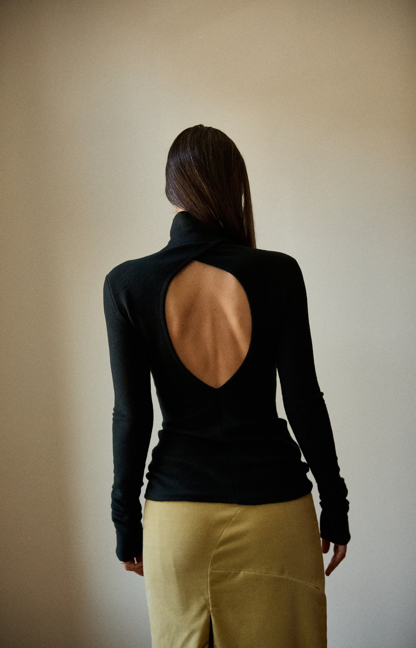 Celery High Slit Draped Skirt