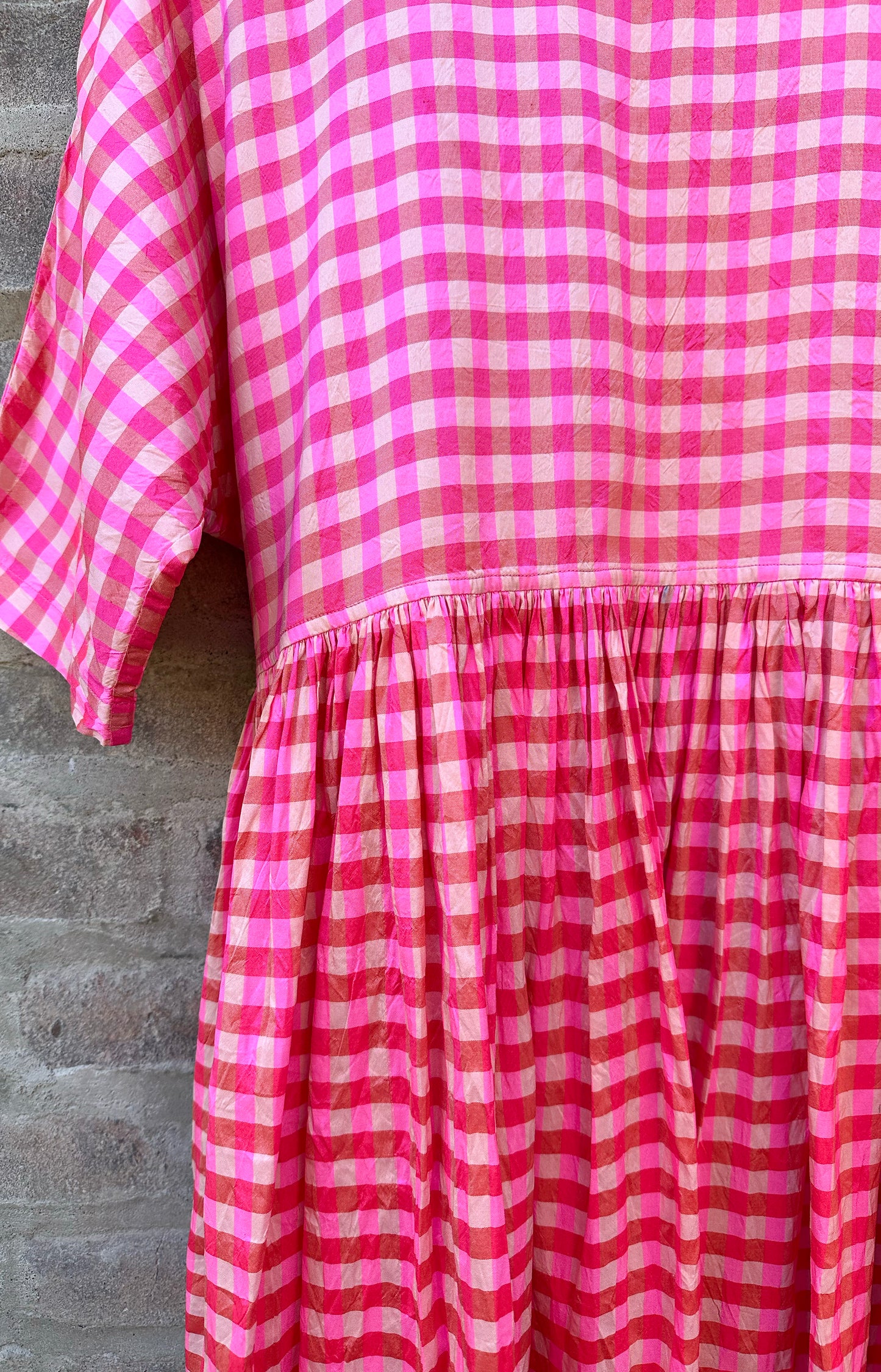 Pink Check Silk Dress