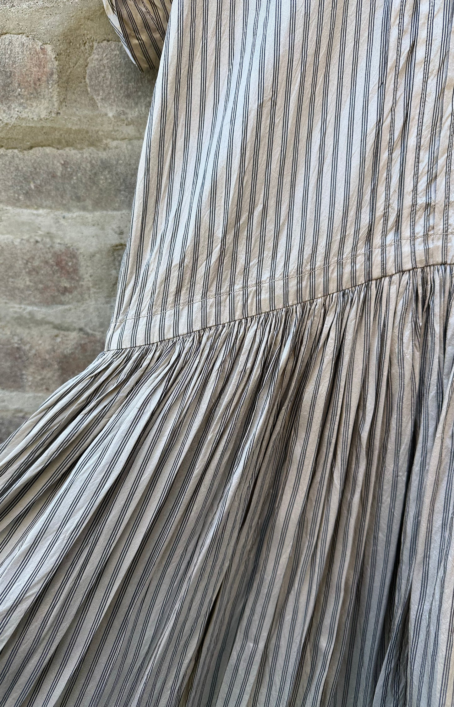 Navy Stripe Silk Dress