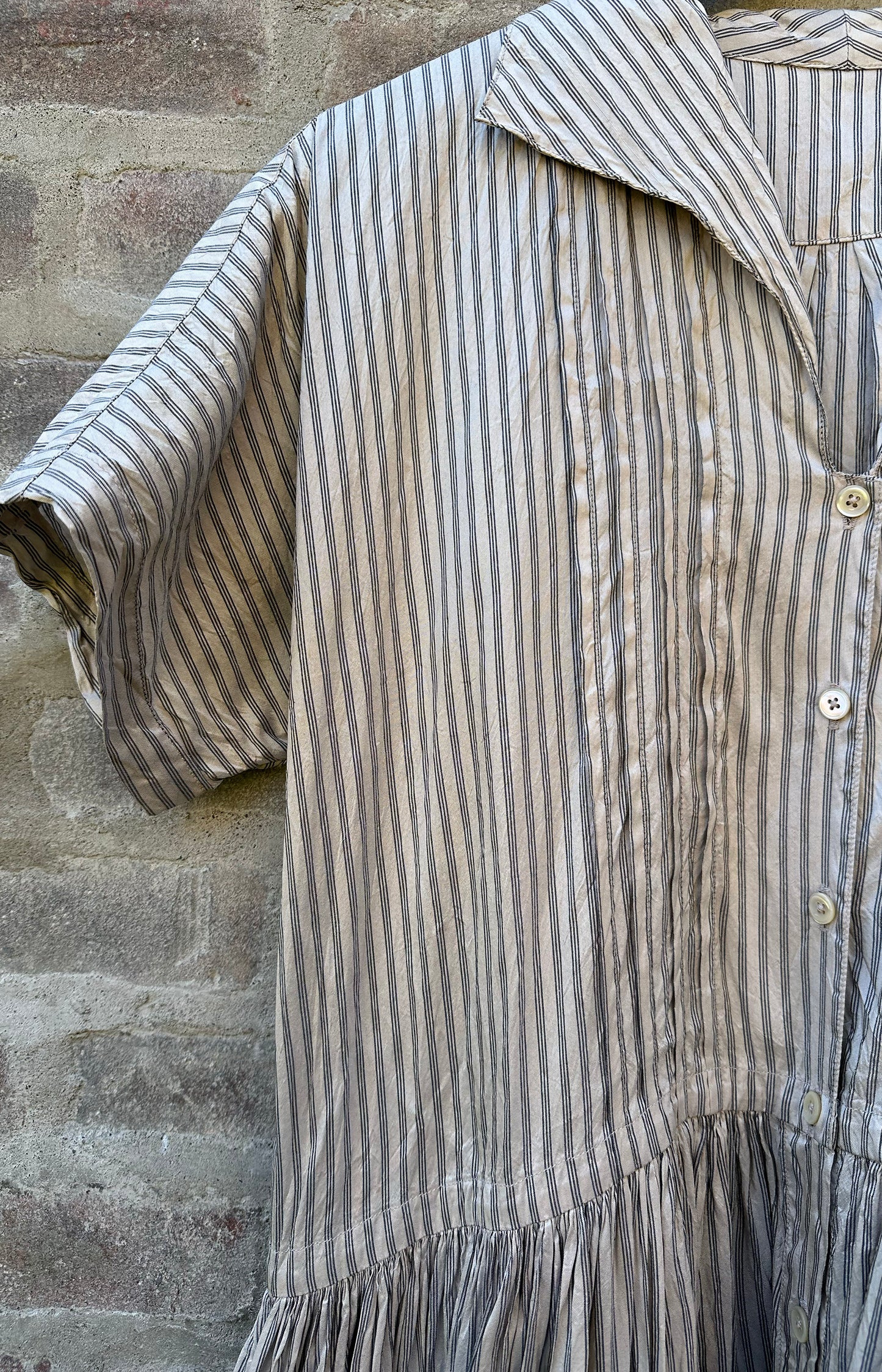 Navy Stripe Silk Dress