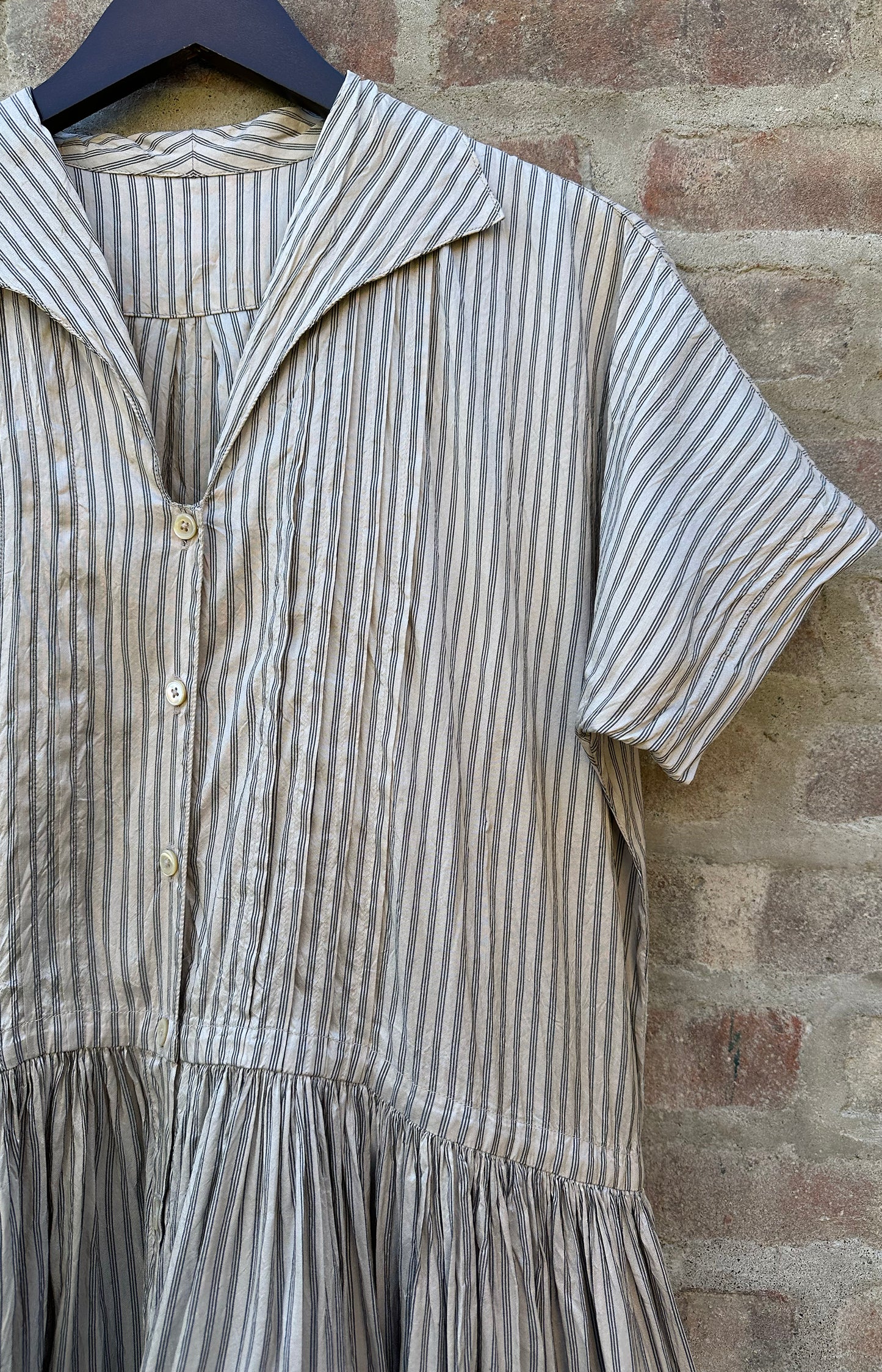 Navy Stripe Silk Dress