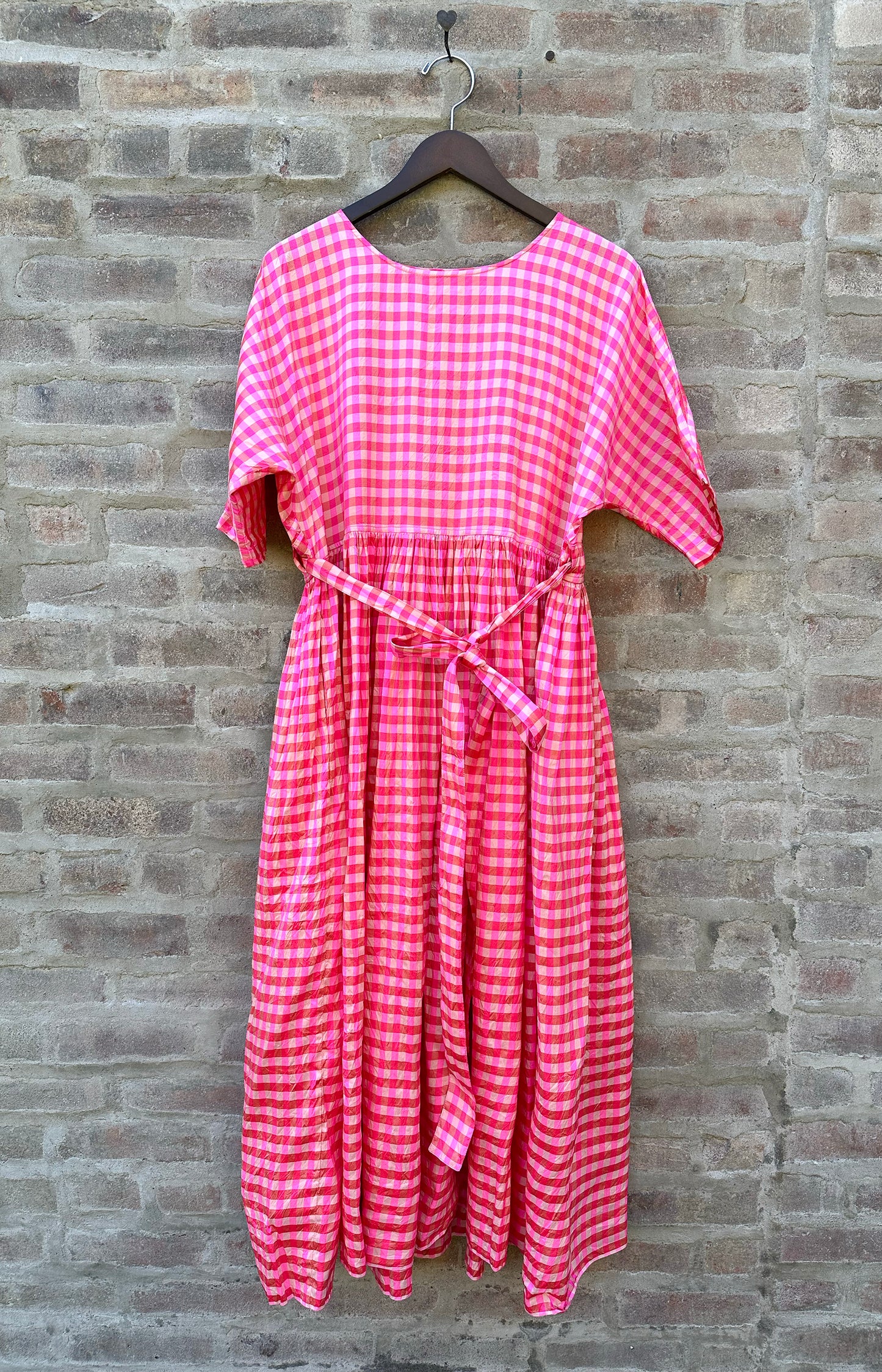 Pink Check Silk Dress