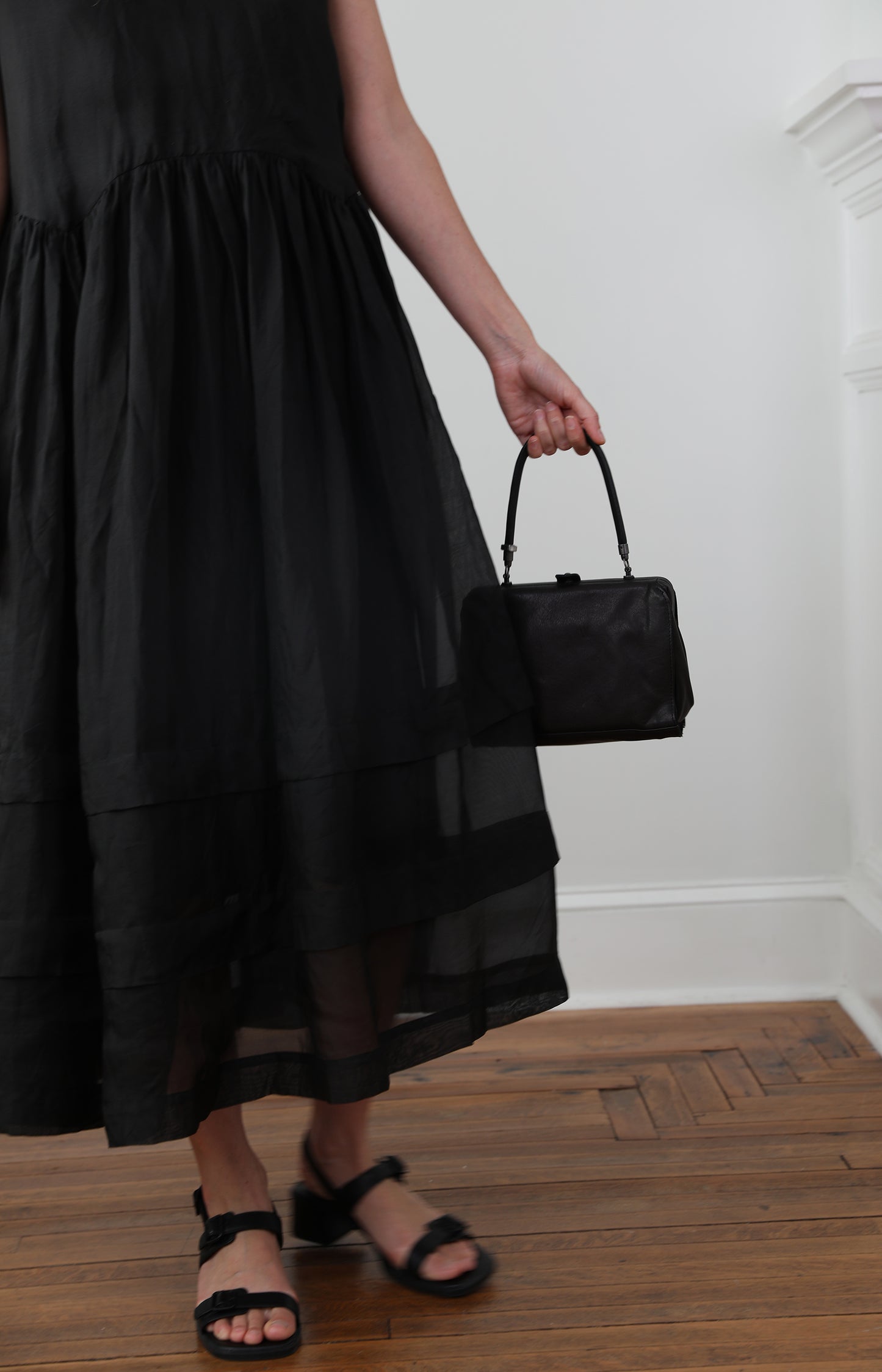 Black Leather Small Frame Bag