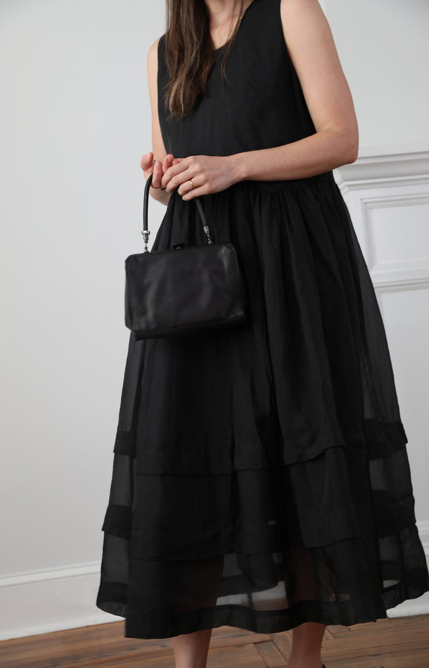 Black Leather Small Frame Bag