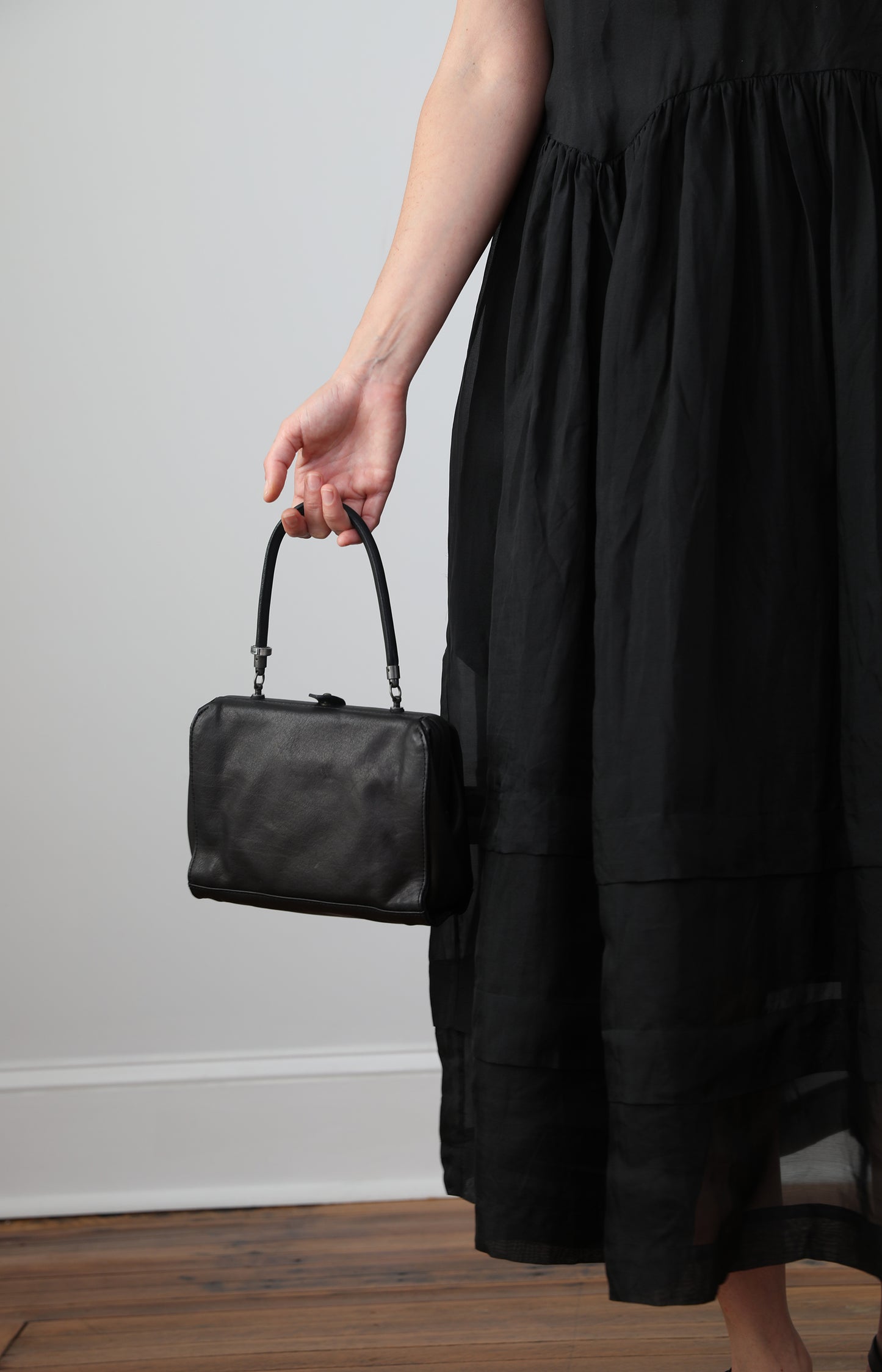 Black Leather Small Frame Bag
