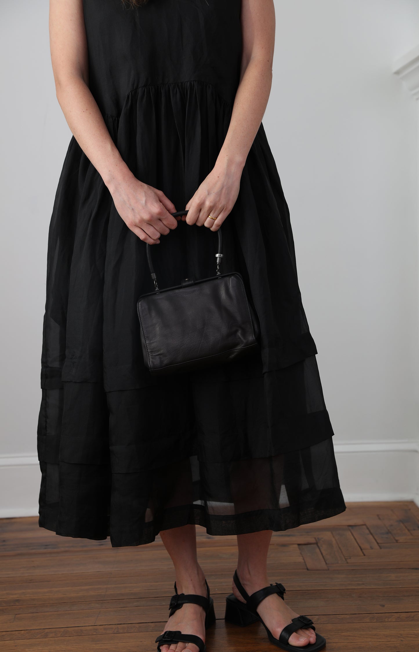 Black Leather Small Frame Bag