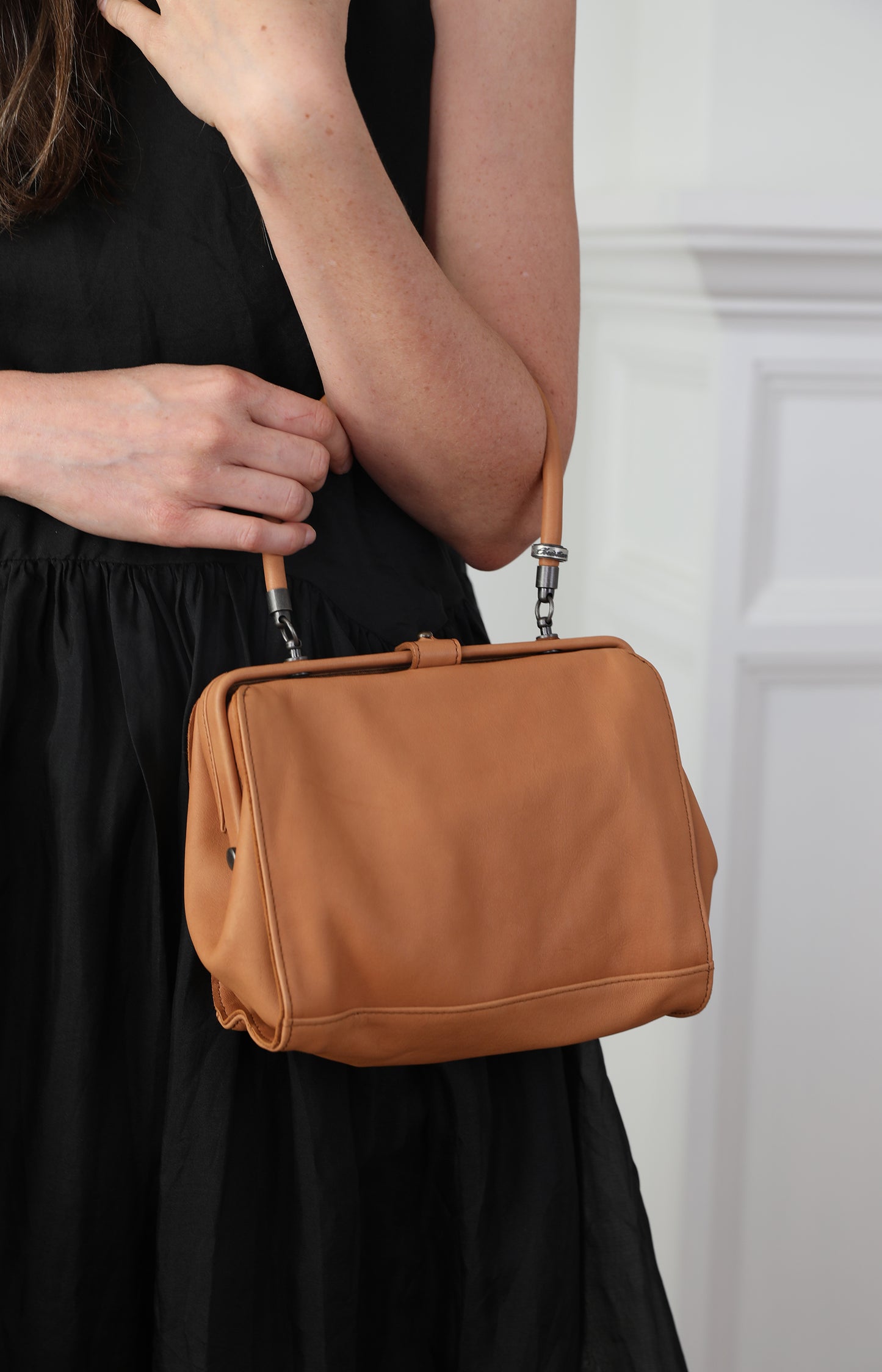 Sand Leather Small Frame Bag