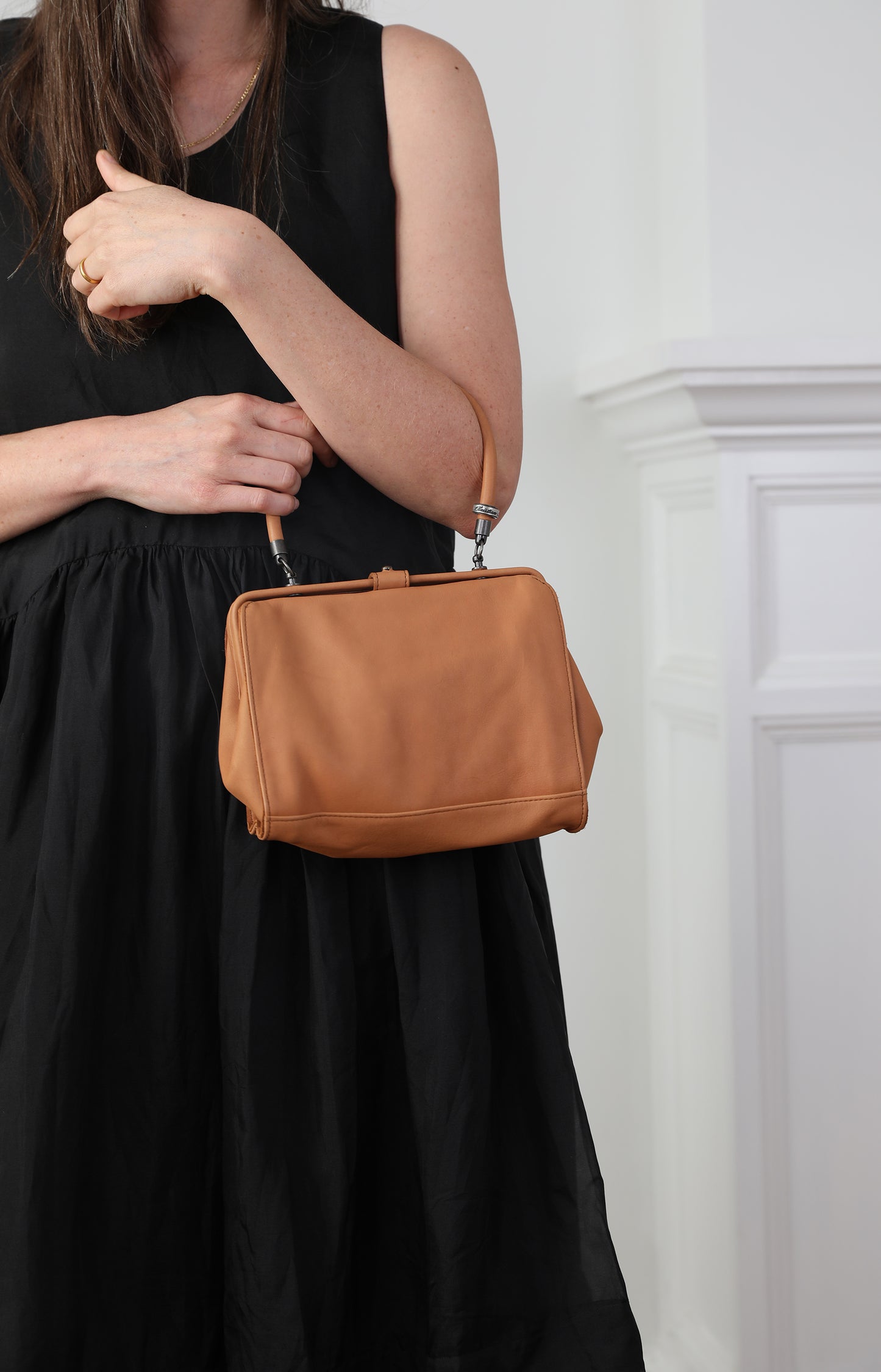 Sand Leather Small Frame Bag