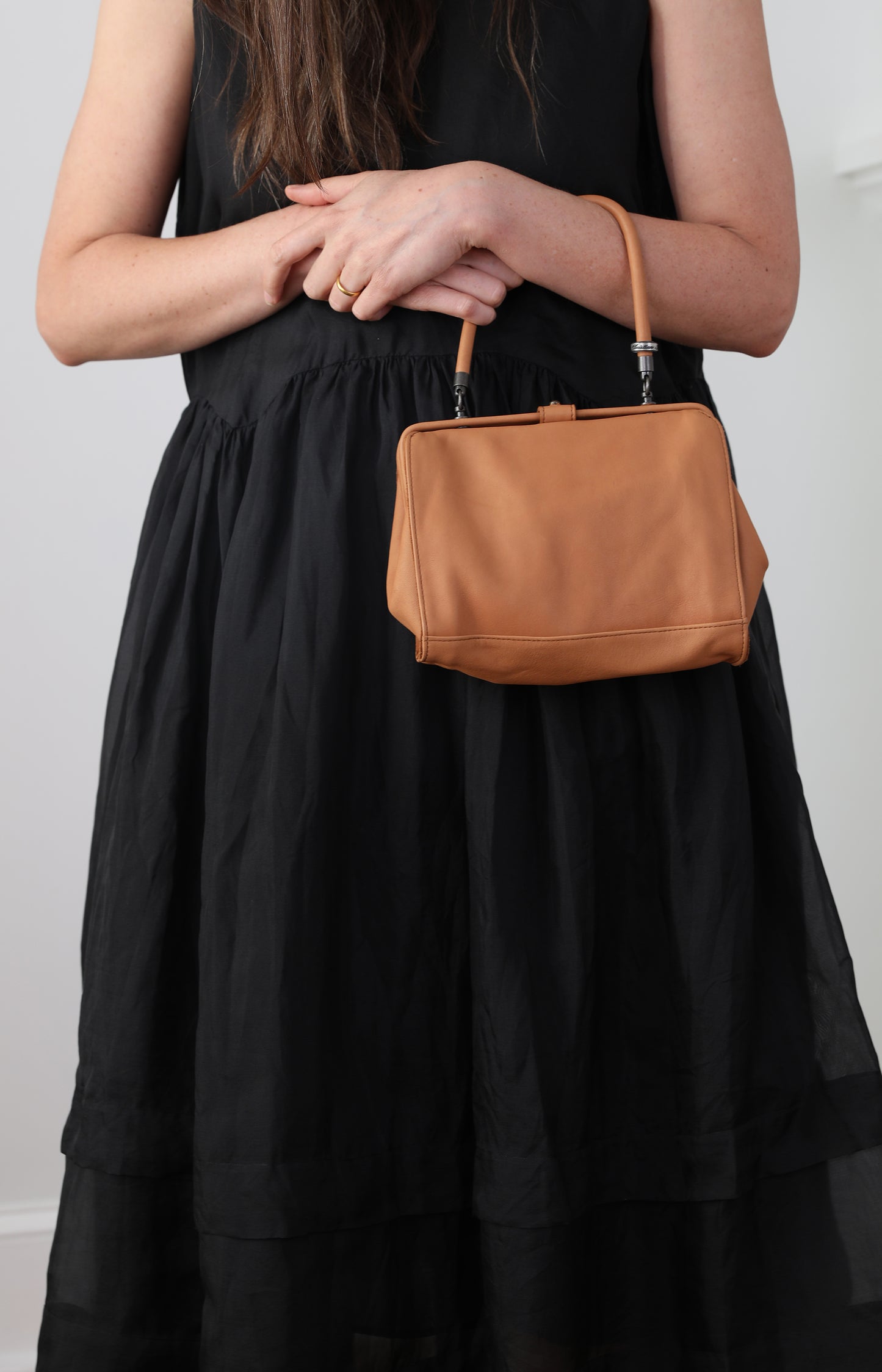Sand Leather Small Frame Bag