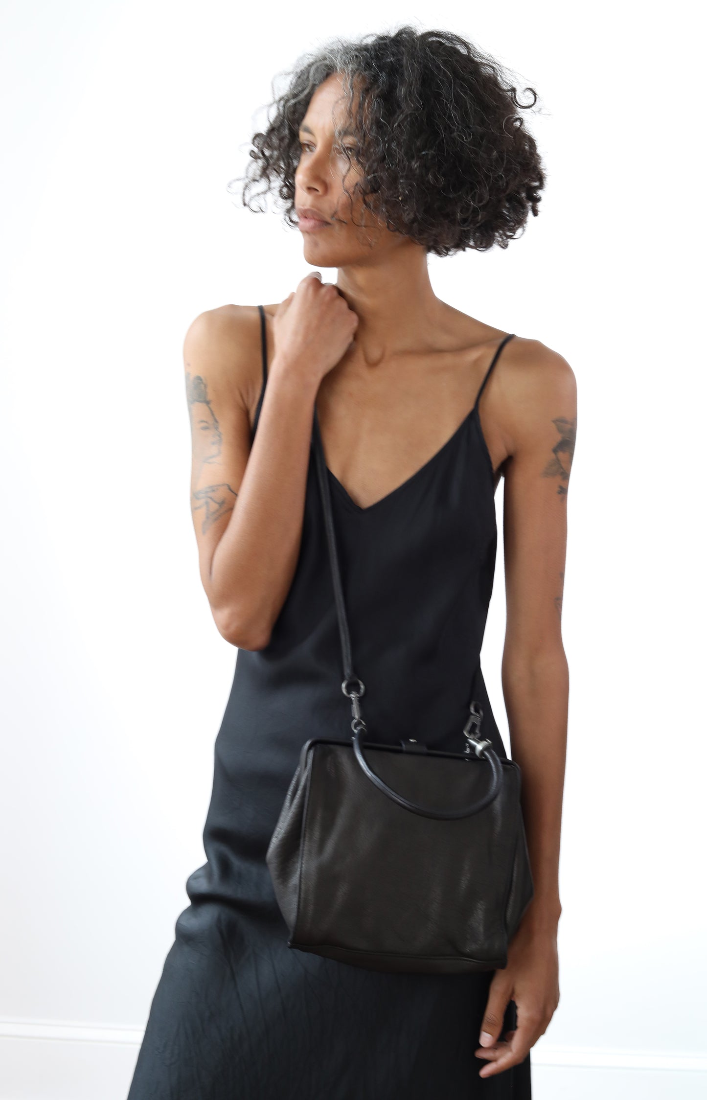 Black Leather Square Bag