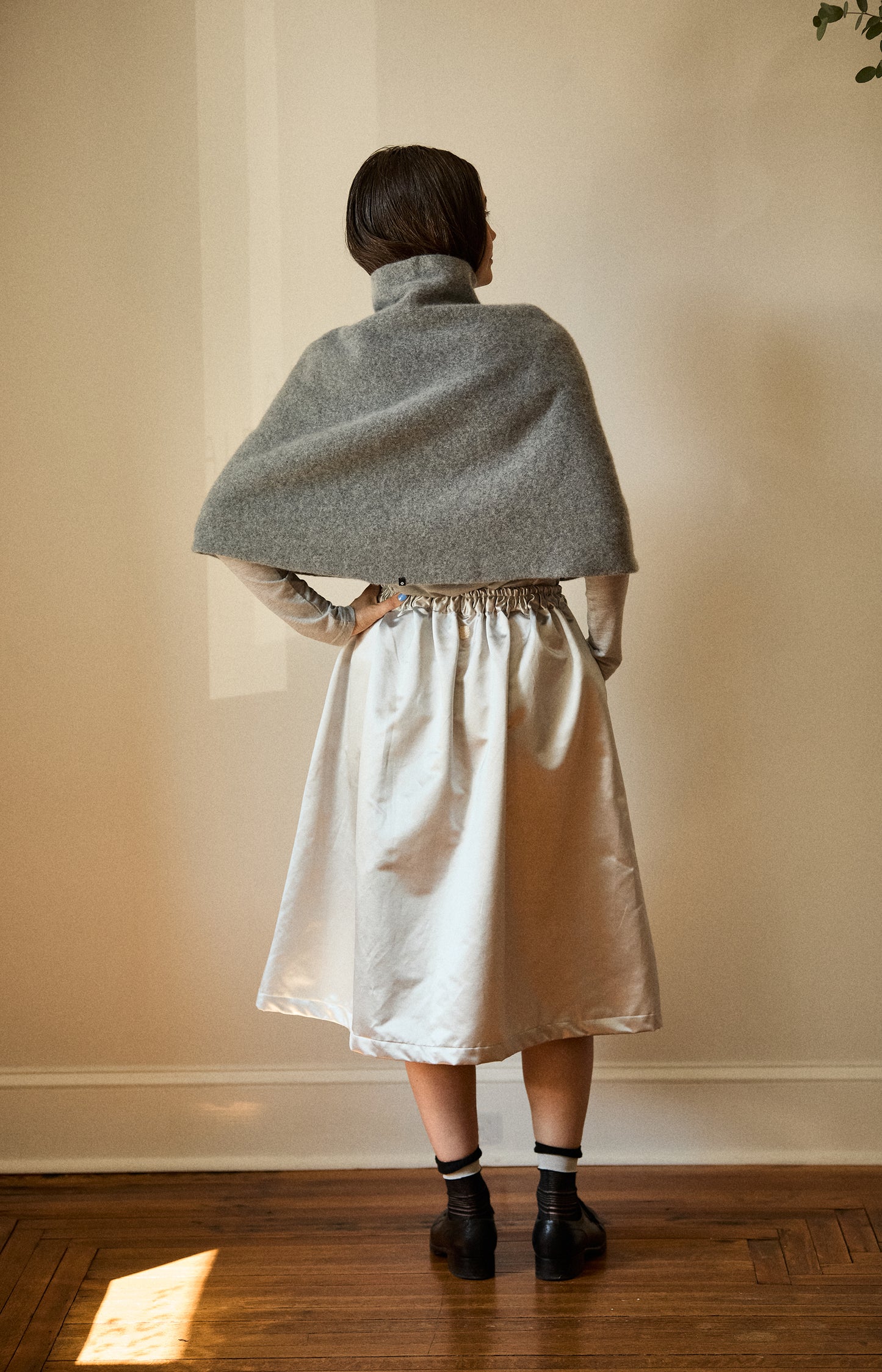 Grey Wool Poncho
