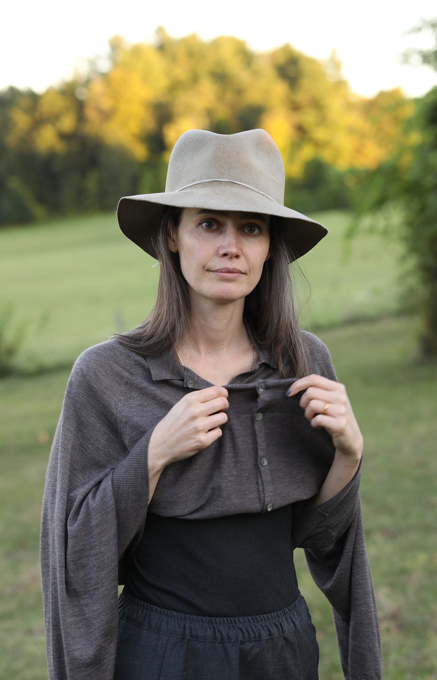 Taupe Wide Brim Hat